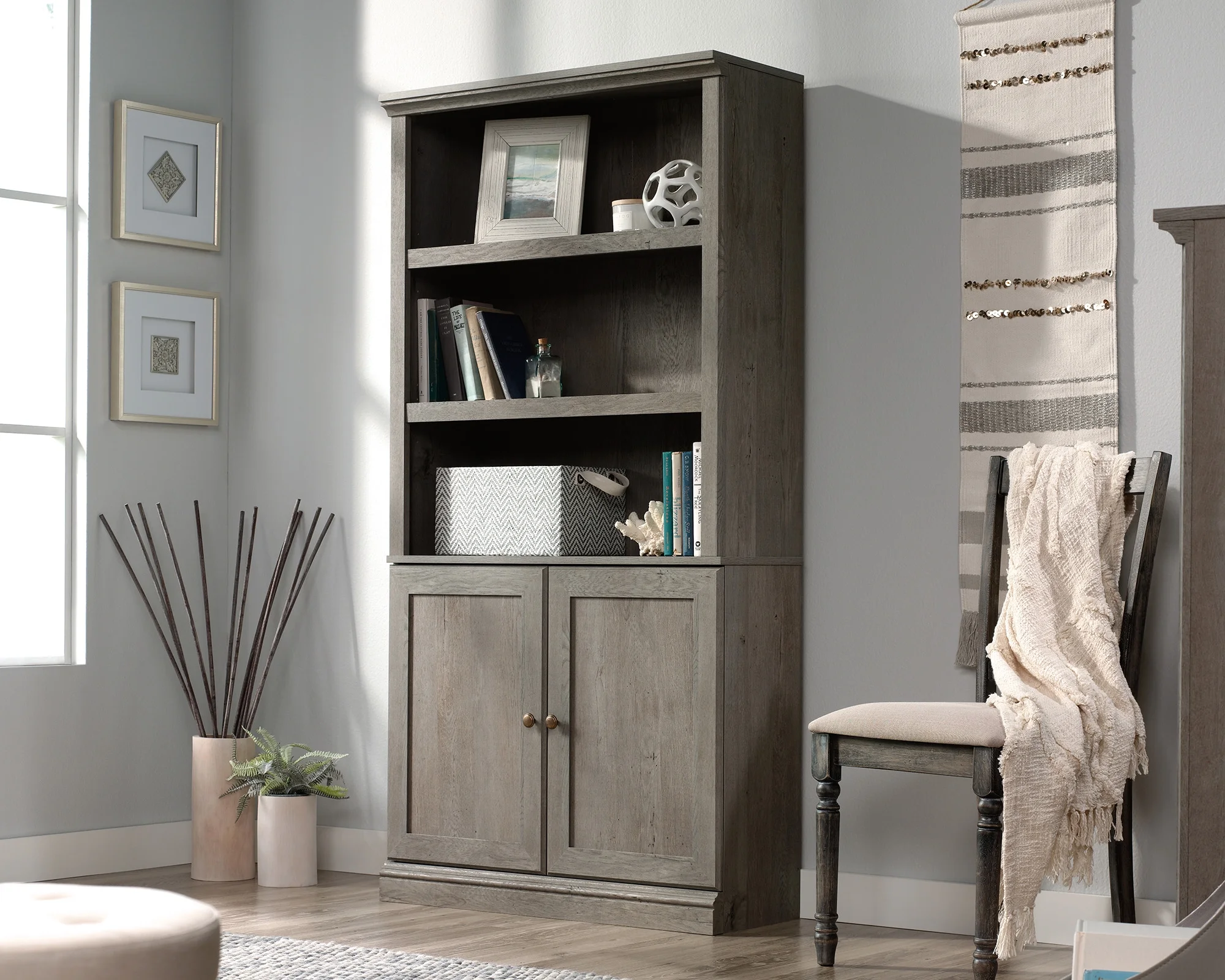 Sauder Select Bookcase With Doors Mystic Oak