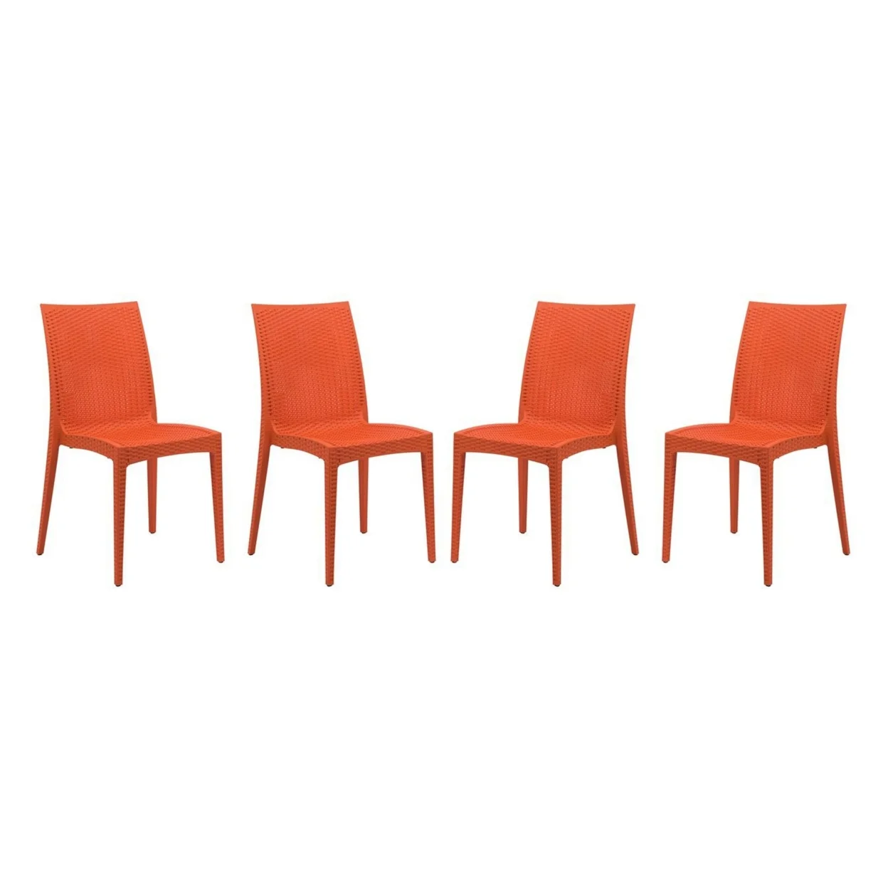 Weave Mace Indoor Outdoor Dining Chair (Armless), Set Of 4 - Orange