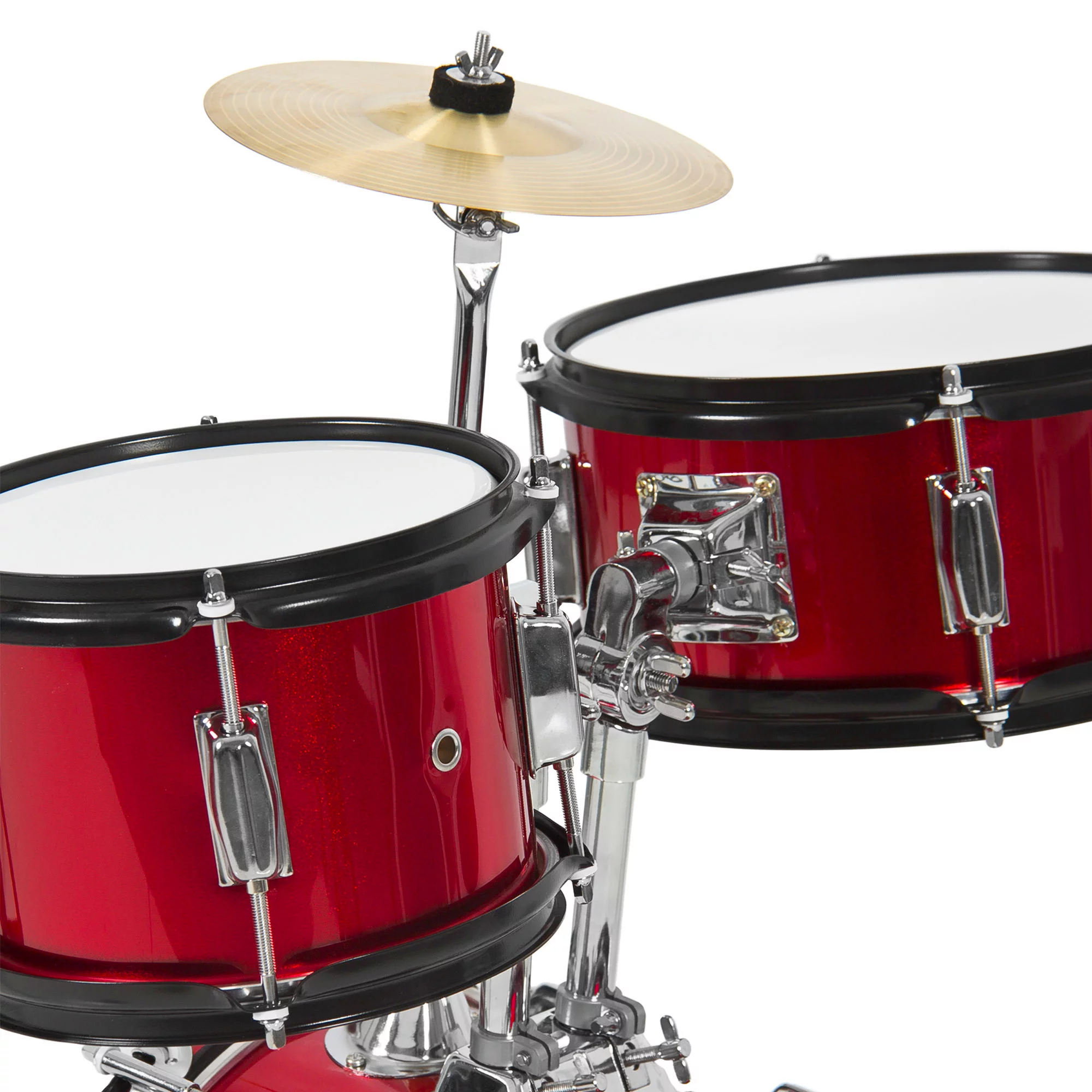 Best Choice Products Kids Beginner 3-Piece Drum, Musical Instrument Set w/ Sticks, Cushioned Stool, Drum Pedal - Red