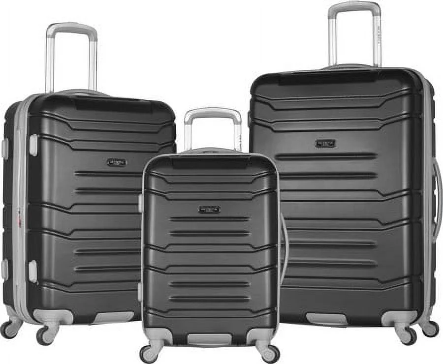 Olympia U.S.A. Denmark 3-Piece Expandable Hardcase Luggage Set with Spinner Wheels, Black
