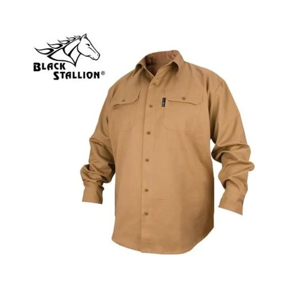 Black Stallion 7Oz Khaki Fr Cotton Work Shirt 2X