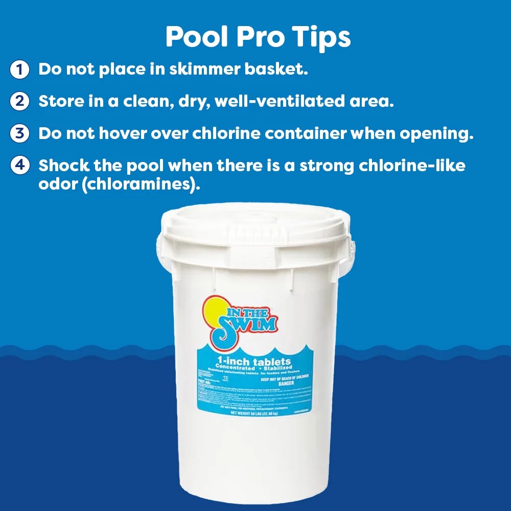 In The Swim 1 Inch Stabilized Chlorine Tablets for Sanitizing Swimming Pools - Fast Dissolving - 90% Available Chlorine - Tri-Chlor - 50 Pounds U001050050AE