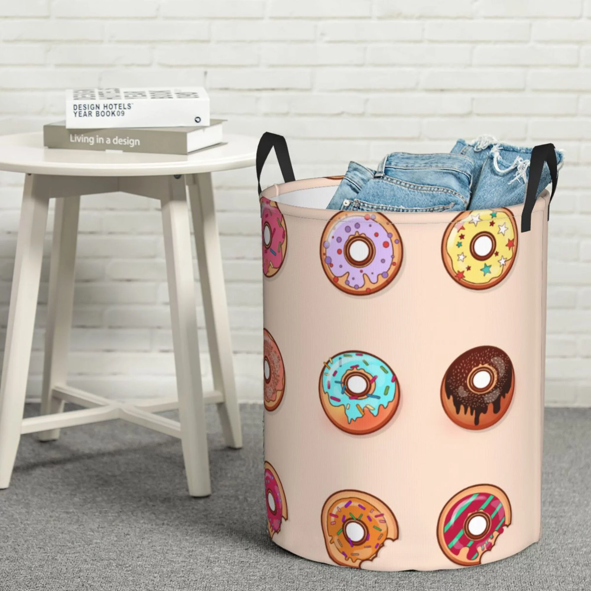 ZICANCN Donut Texture Design Laundry Basket Organizer , Dirty Clothes Hamper for Bathroom Kids Girls Boys Laundry Hamper Small