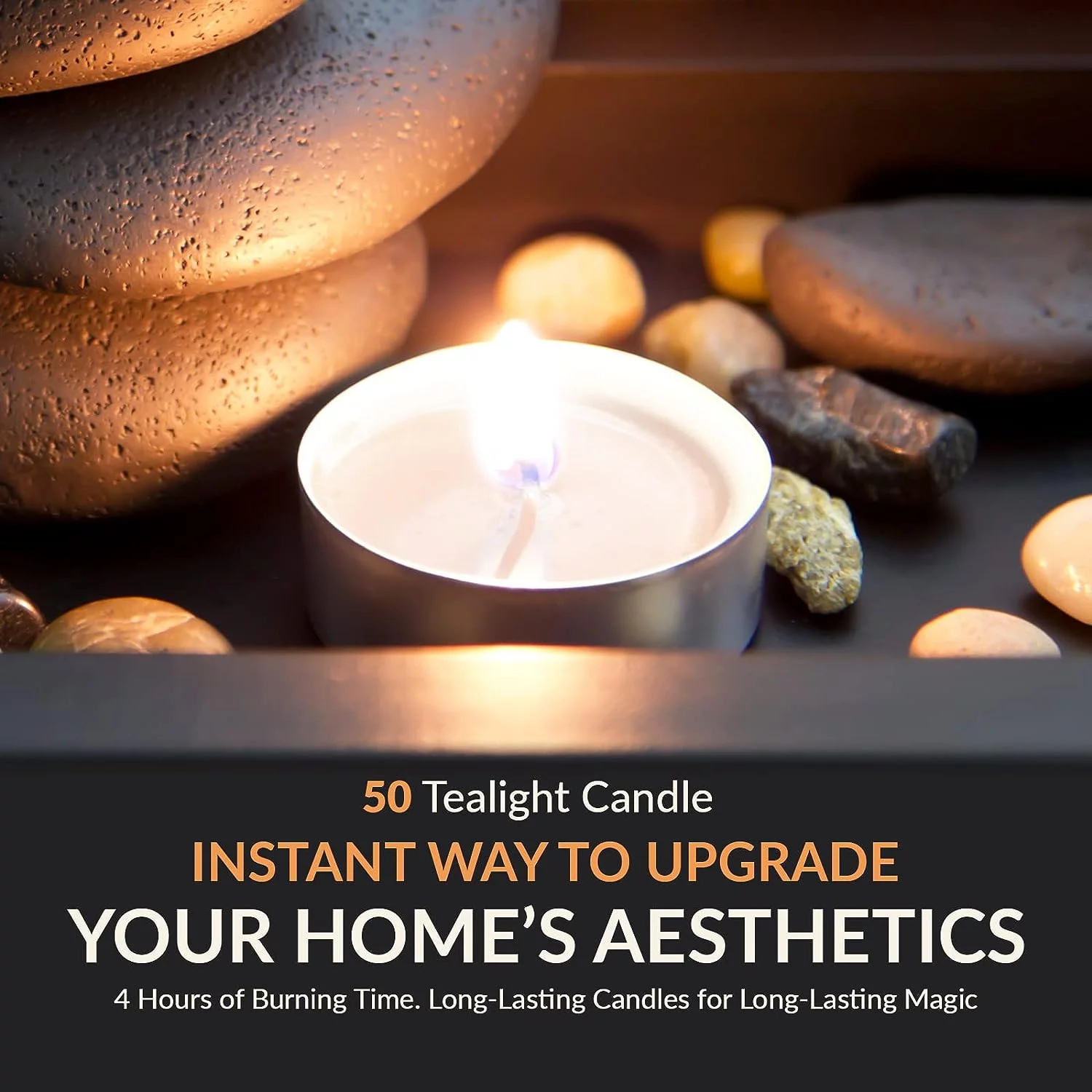 PAMI Premium Tealight Candles Unscented Paraffin Small Candles in Bulk, 50-Pack