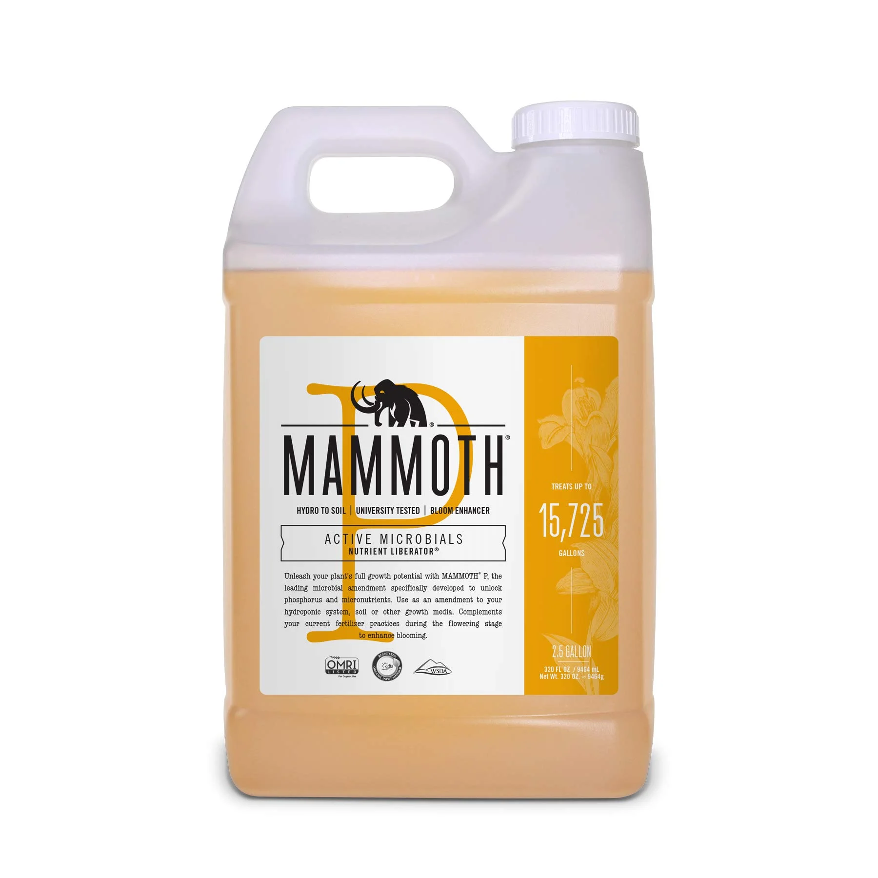 Mammoth P Bloom Booster - Microbial Inoculants 16% Increase in Yield Maximize Phosphorous and Enhance Plant Health Nutrient Supplement Scientifically Proven to Grow Bigger Yields - 2.5 Gallon