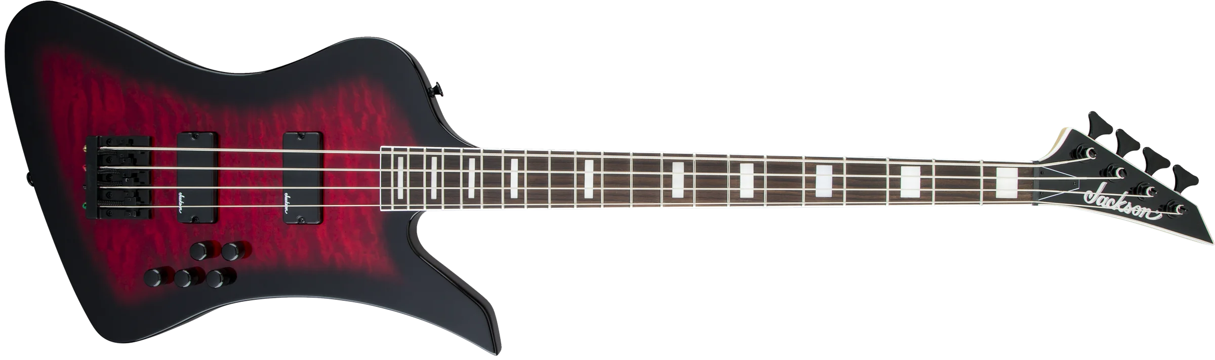 Jackson JS Series Kelly™ Bird JS3Q, Amaranth Fingerboard, Transparent Red Burst