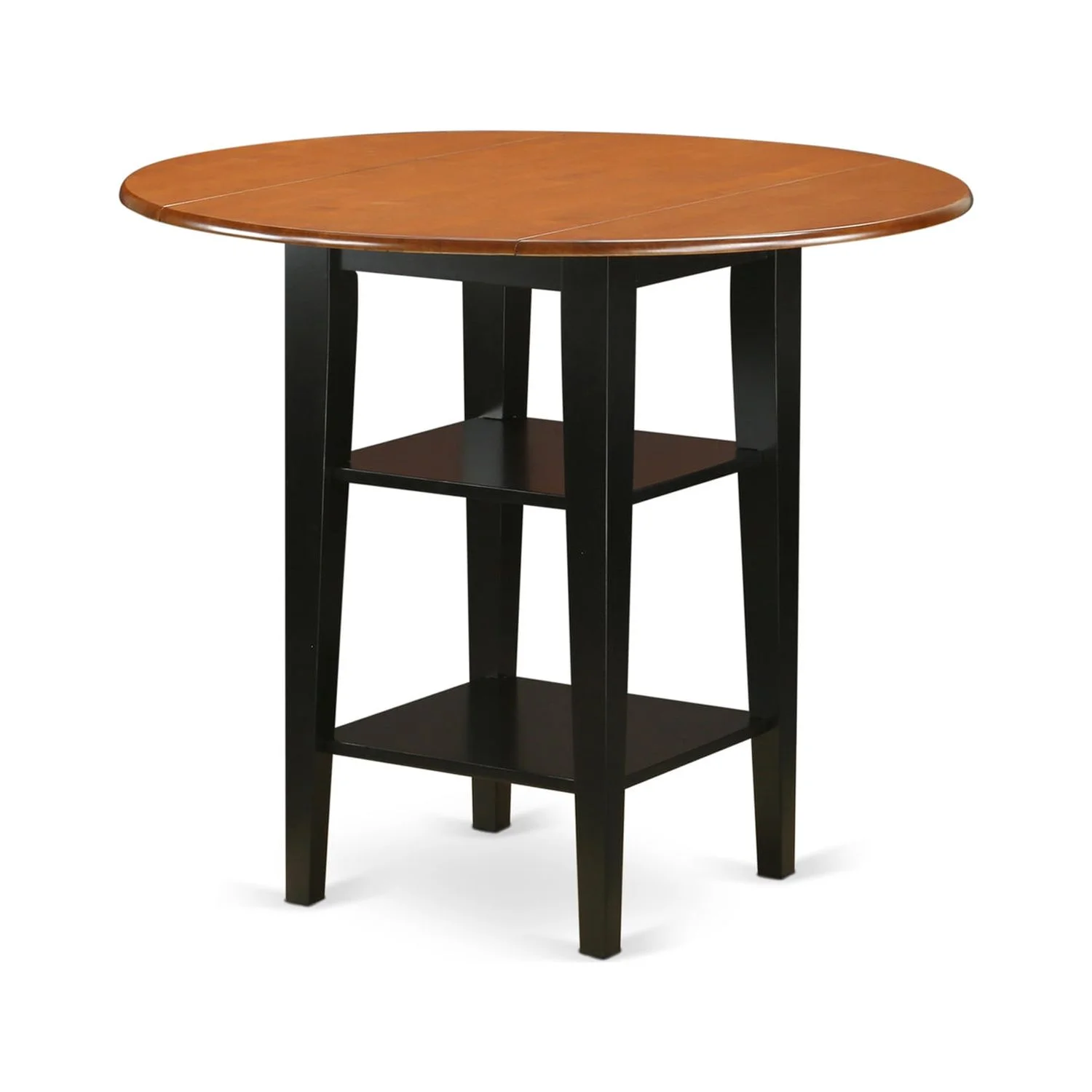 HomeStock Retro Renaissance 3 Piece Sudbury Set With One Round Counter Height Dinette Table And 2 Napolian Dinette Stools With Wood Seat In A Elegant Black And Cherry Finish.