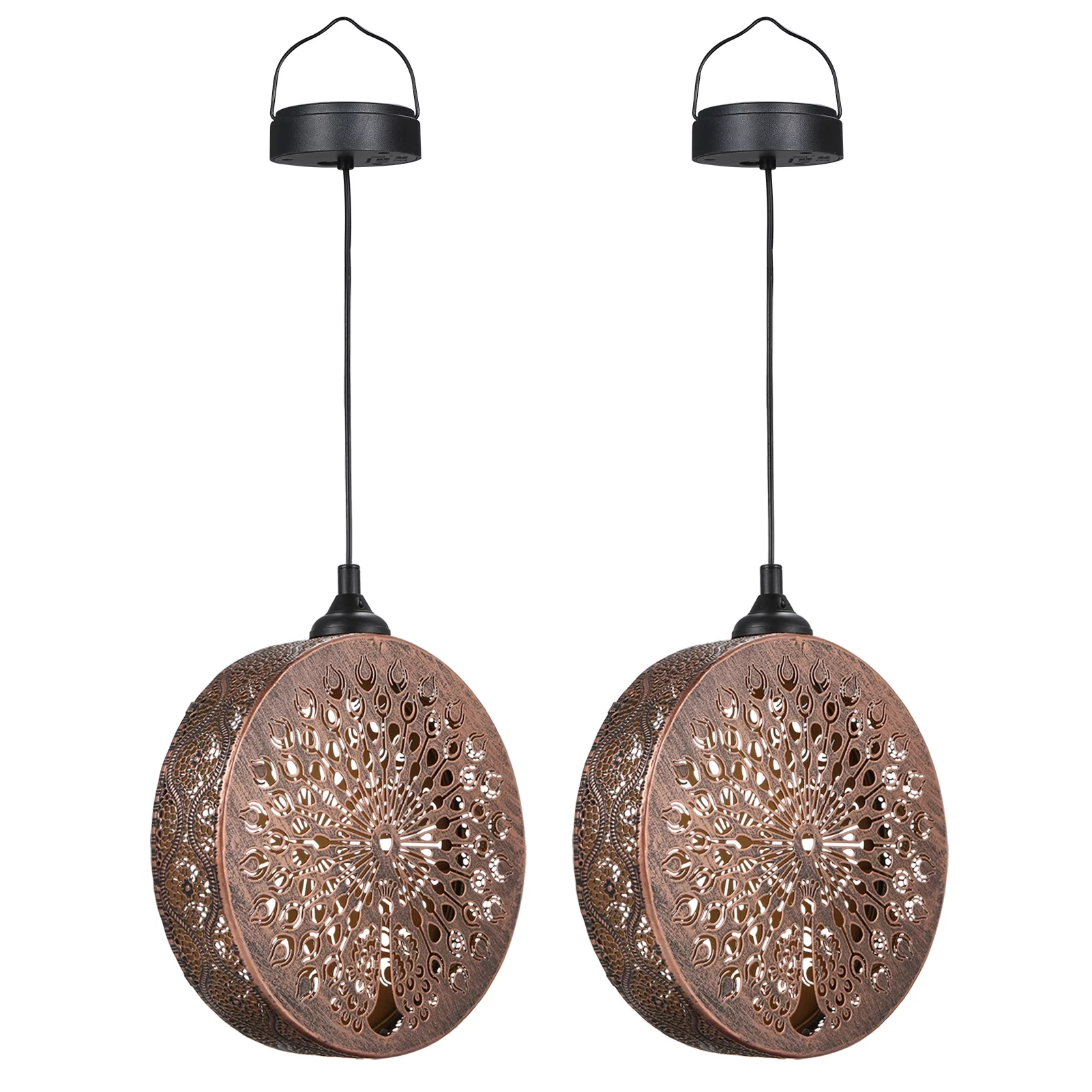 Neoglint 2PCS DC2V 0.04W Solar Powered Energy LEDs Lantern Pendant Outdoor Lamp Peacock Shape Design Sensitive Inductor Control IPX4 Water Resistance Built-in 600mAh High Capacity Recharge
