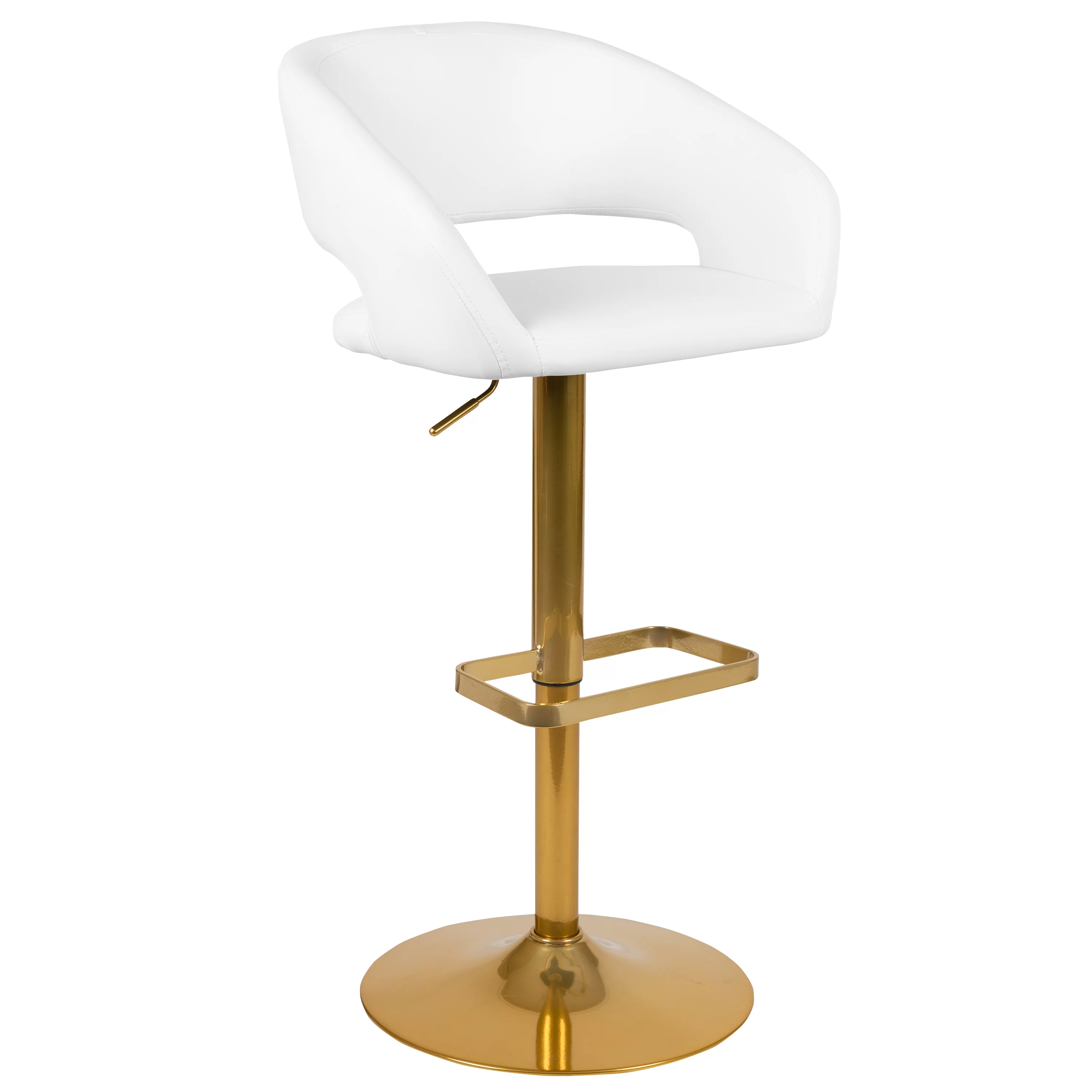 Flash Furniture Erik Vinyl Barstool with Footrest, White, Set of 2