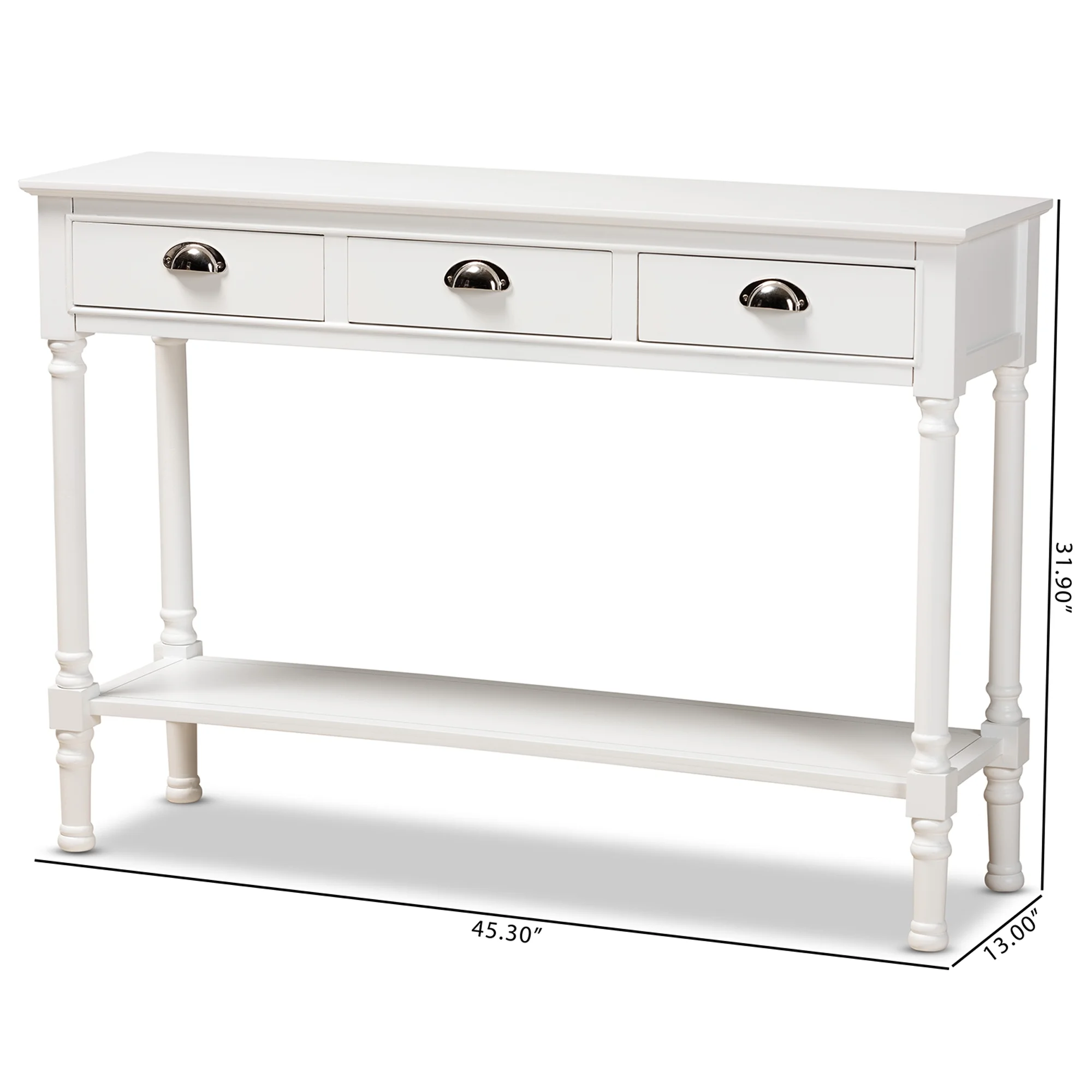 Baxton Studio Garvey Modern Metal Console Table, Drawer Included, White