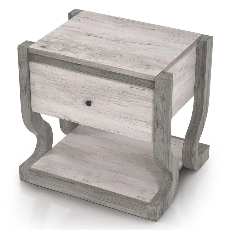 Bowery Hill Modern Wood 1-Drawer End Table with Shelf in White