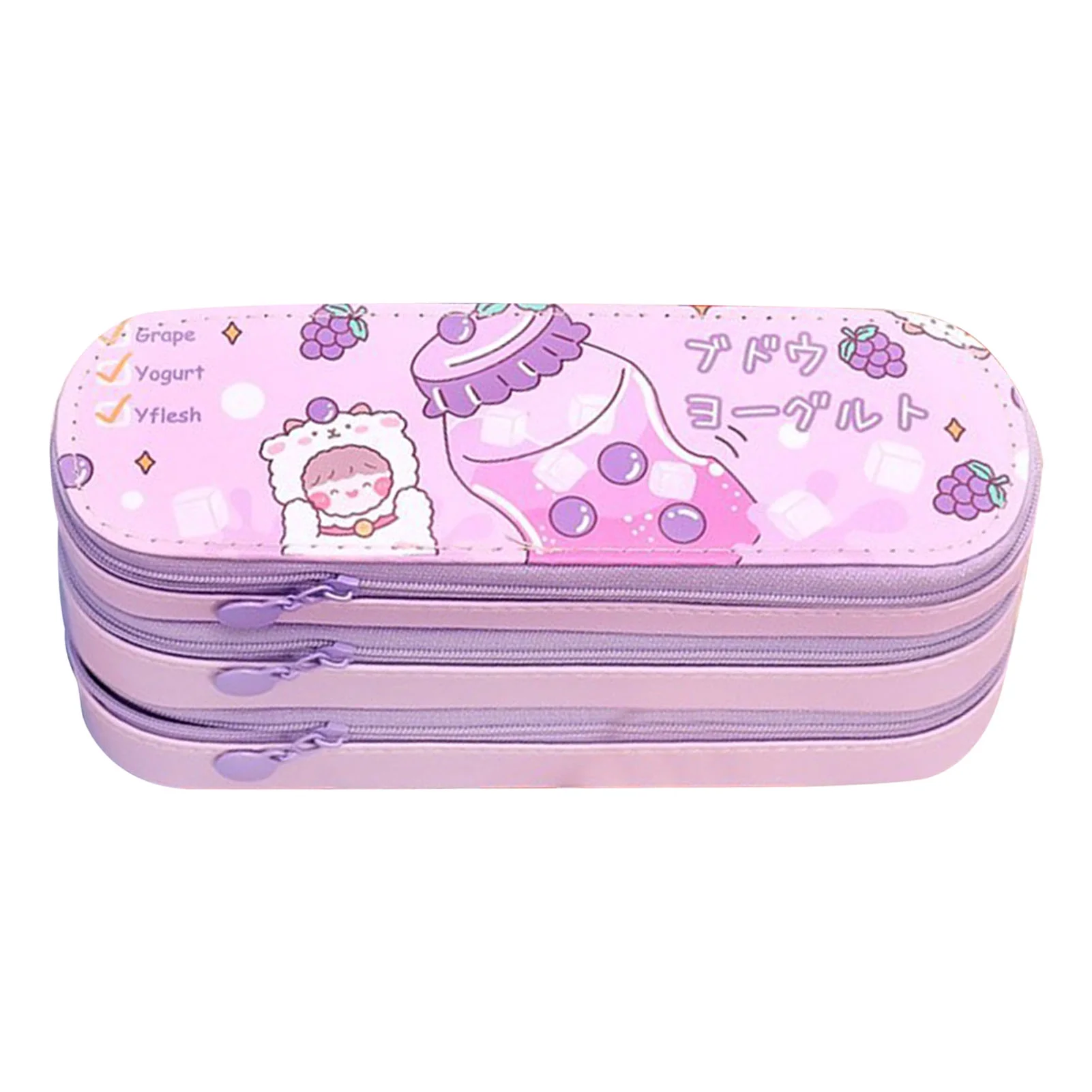 Dekaim Large Pencil Case Multipurpose Cute Stylish 3 Layers Large Capacity Pencil Pouch with Class Schedule for School Office College(Purple)