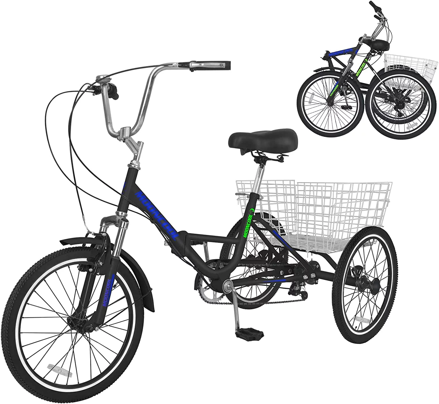 ABORON Adult Folding Tricycles, 7 Speed Folding Adult Trikes, 26 Inch 3 Wheel Bikes with Low Step-Through, Foldable Tricycle for Adults, Women, Men, Seniors