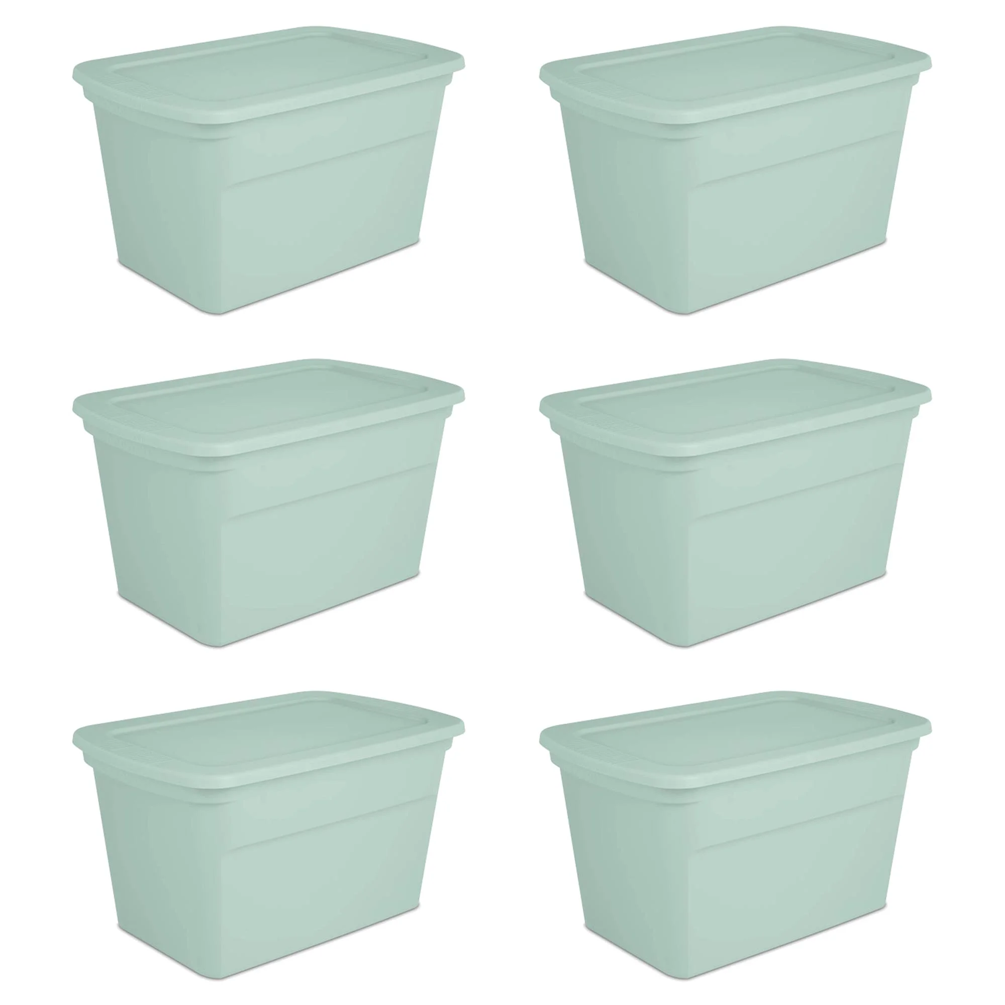 Sterilite 30 Gal Latch Tote with Handles, Mindful Mint (6 Pack)