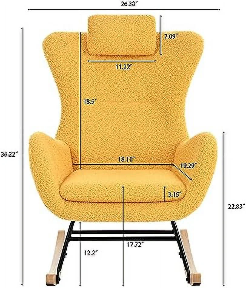 ZWNLKQG Accent Rocking Chair  Tufted Upholstered Glider Rocker for Nursery  Comfy Armchair with Side Pockets  Modern Lounge Arm Chair for Living Room  Bedroom (Pink)