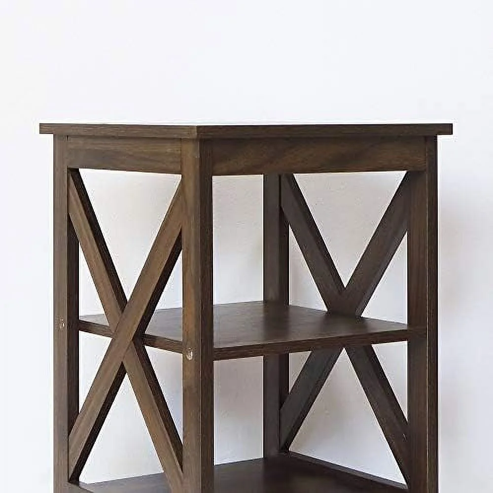 Side Table  Modern Farmhouse Wood End Table with 3-Tier   White Oak