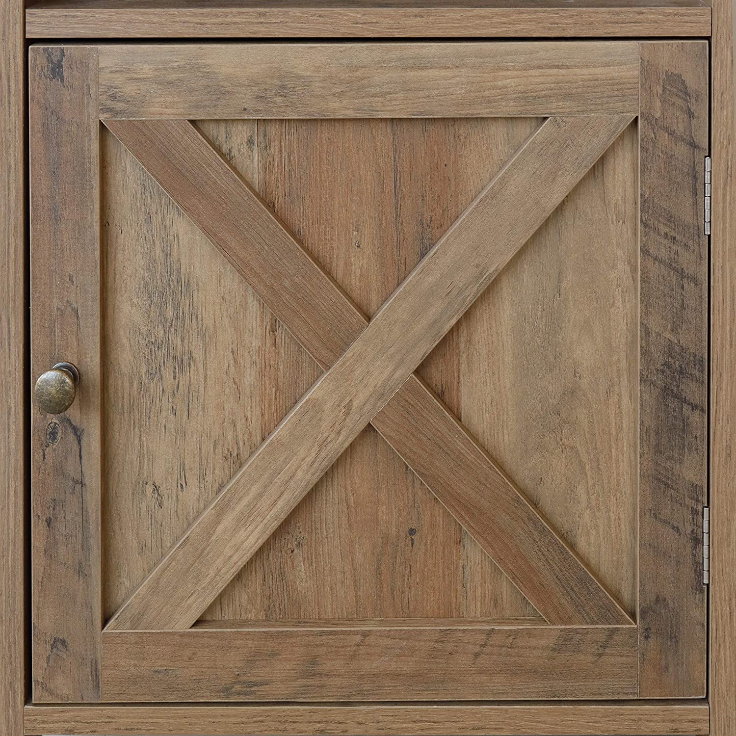 Rainbow Nightstand, Farmhouse Bedside Table with Cabinet and Shelves, 18 x 18 x 24 Inches, Shaded Oak