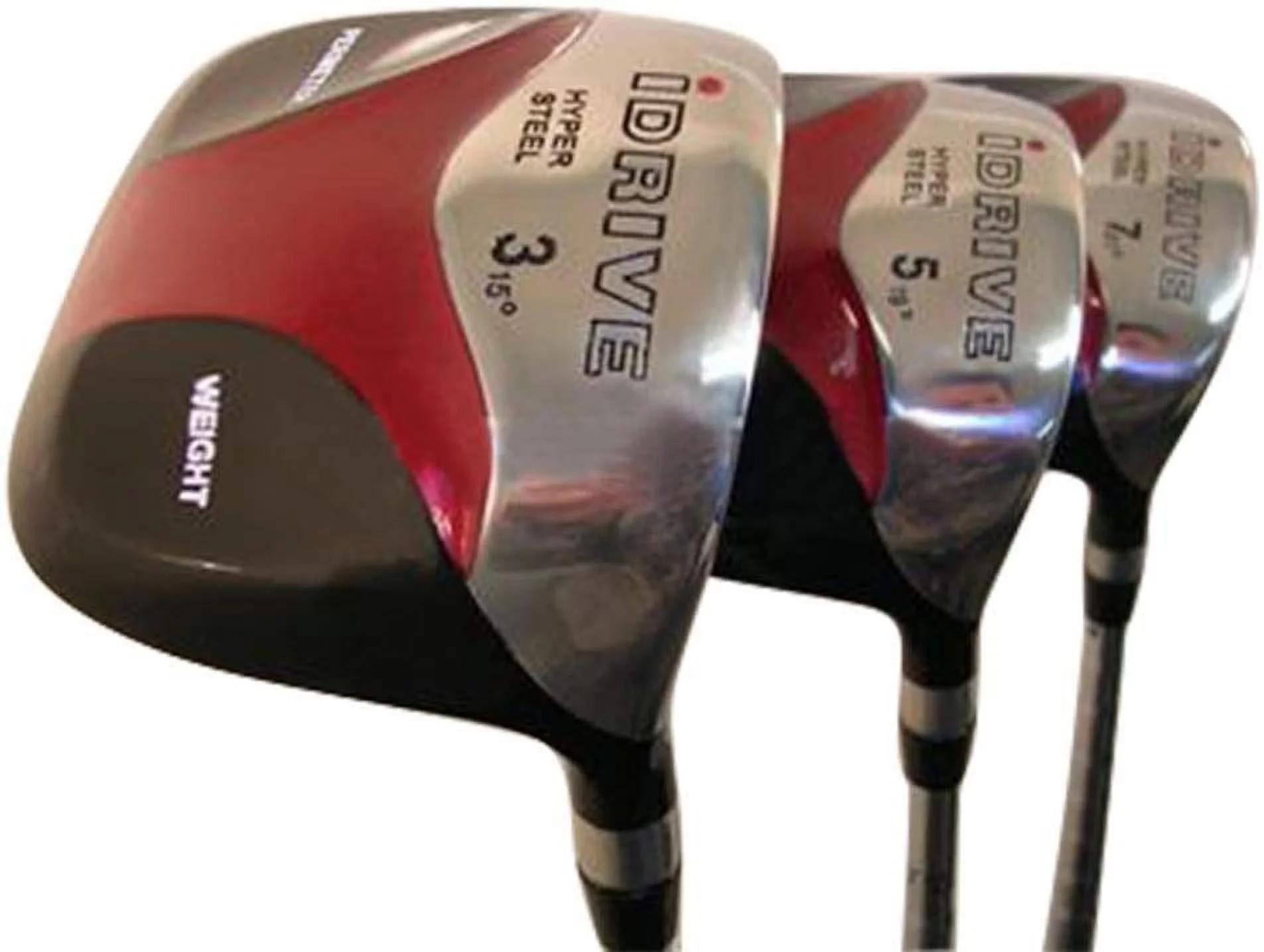 Men's iDrive Red Square Anti-Slice Draw Fairway 3 5 7 Wood Set Golf Clubs, Right Handed Ultra Forgiving Regular Flex Graphite Shaft