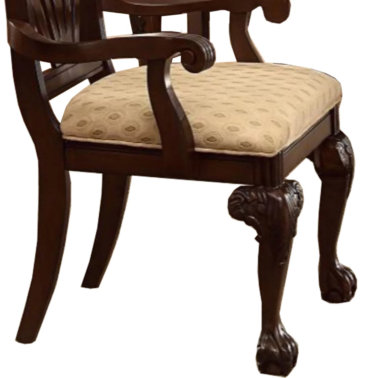 Benzara Traditional Style Wooden Fabric Dinning Arm Chair , Set of 2