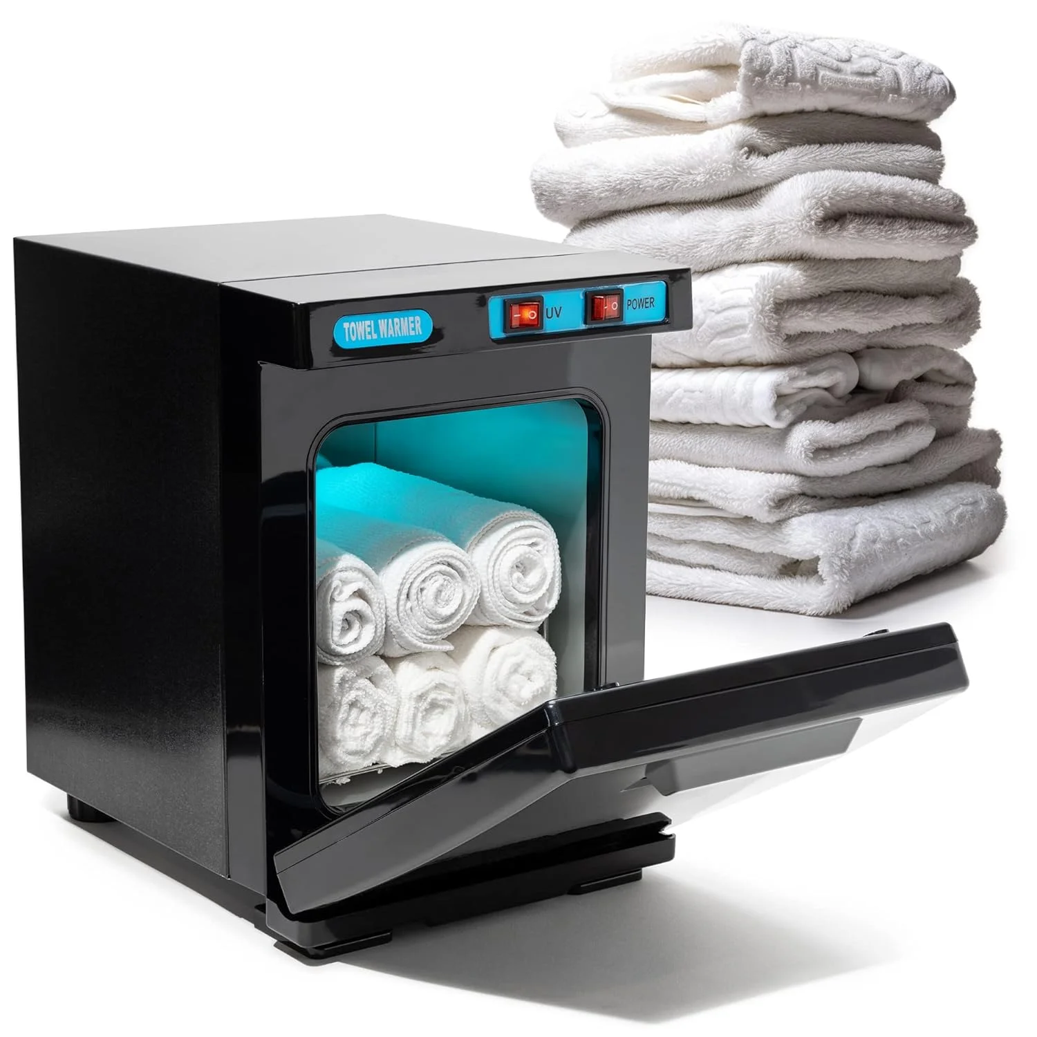 2 In 1 Portable Hot Towel Warmer And UV Treated Hygienic Cabinet, 7.5L Capacity, Fitting Up To 12 Towels, For Yoga Studios, Barbers And Hotels, Salons - Black