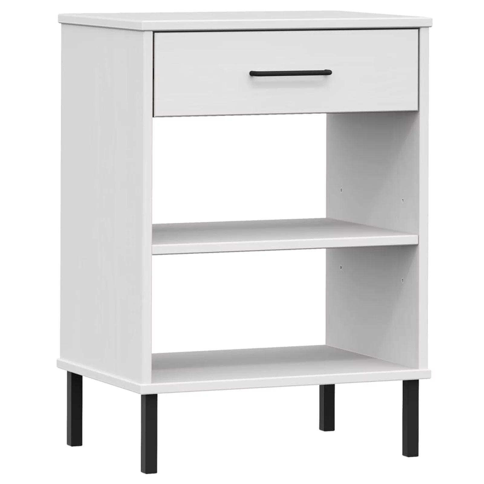 Andoer Console Cabinet with Metal Legs White Solid Wood Pine OSLO