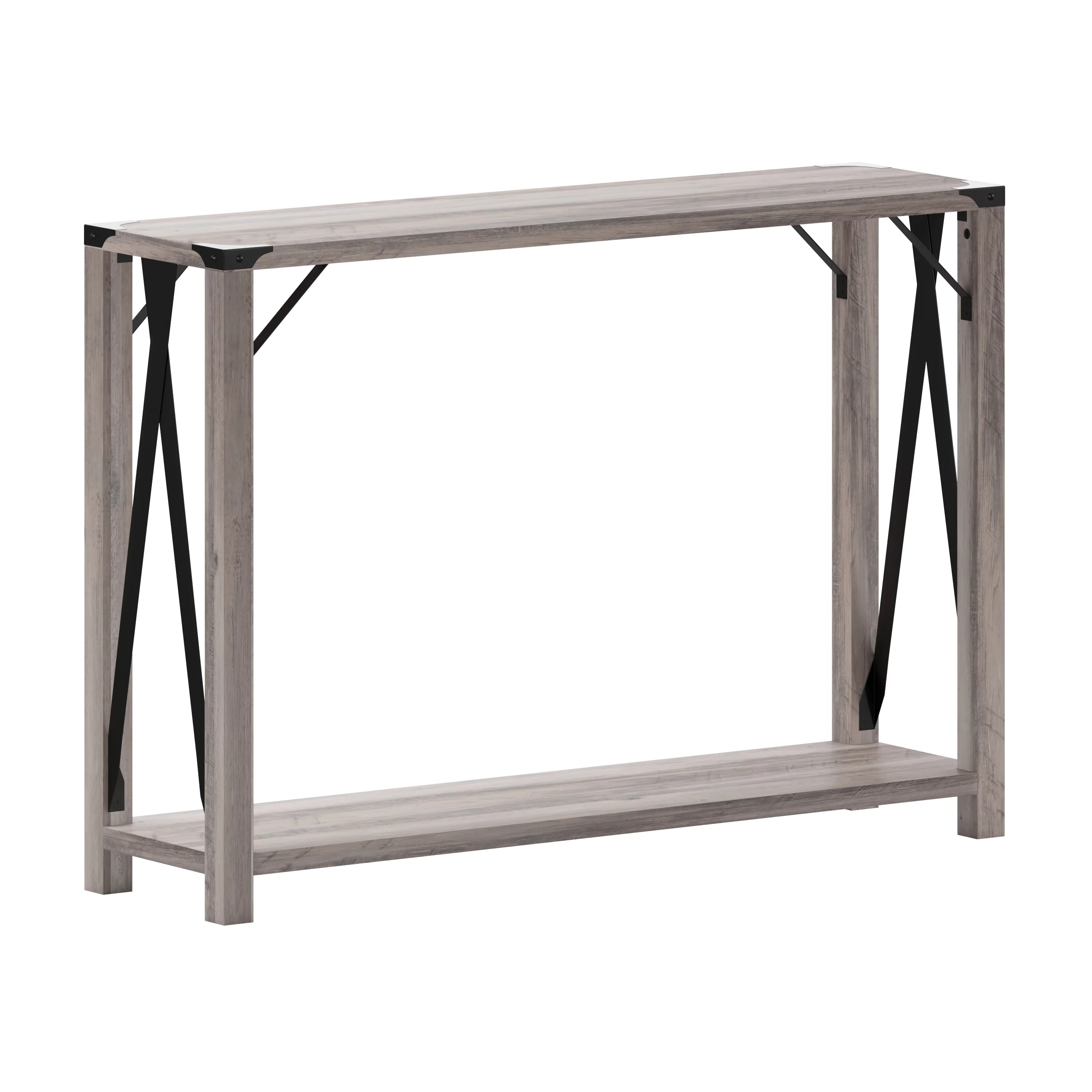Merrick Lane Modern Farmhouse Engineered Wood Entryway Table and Powder Coated Steel Accents in Gray Wash