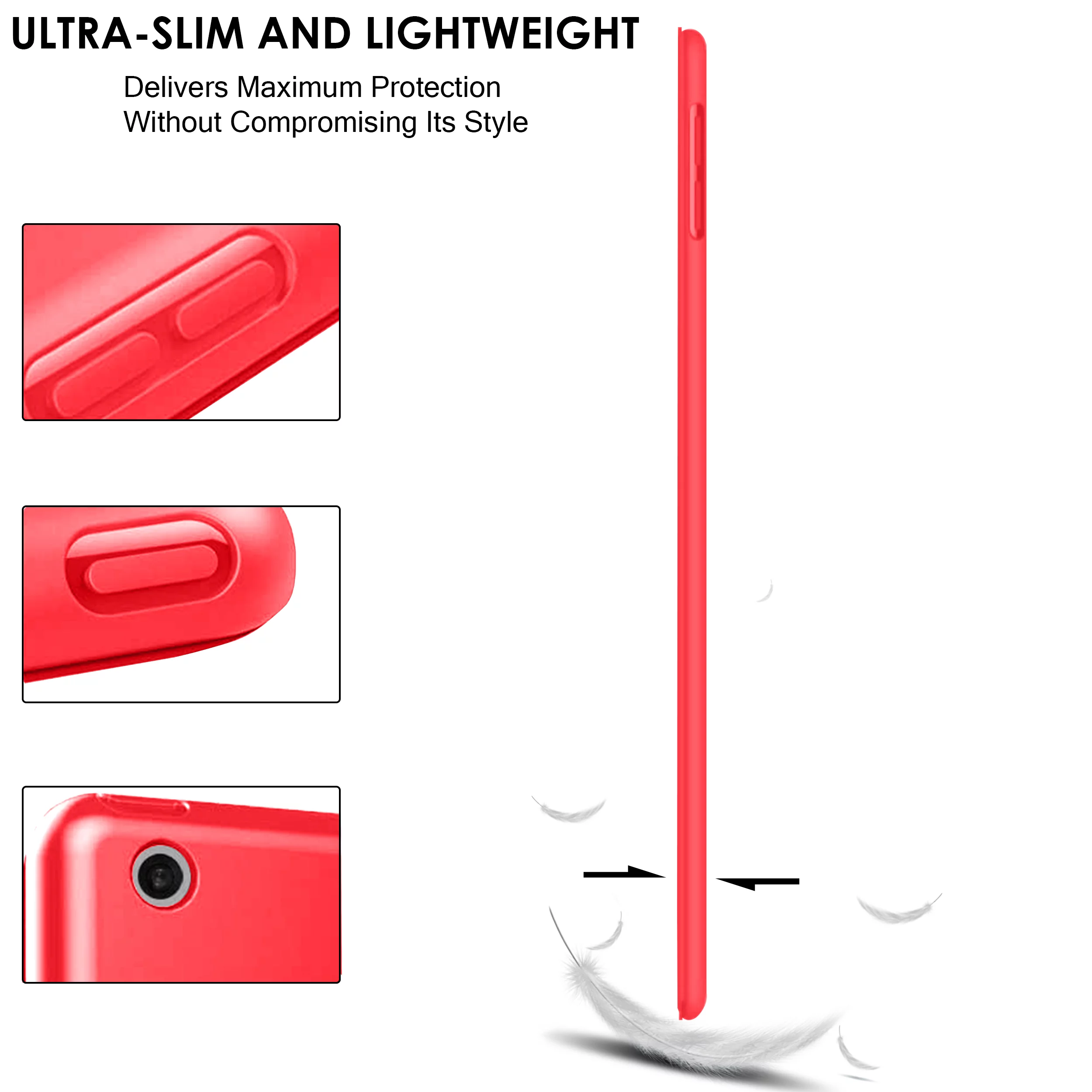 DuraSafe Cases iPad Air 2nd 1st Gen 9.7 Inch 6th 5th [ Air 2 1 ] MGLW2LL/A MGL12LL/A MH0W2LL/A MGKM2LL/A MH182LL/A MGKL2LL/A With Soft Silicone Back and Flip Stand Cover - Red