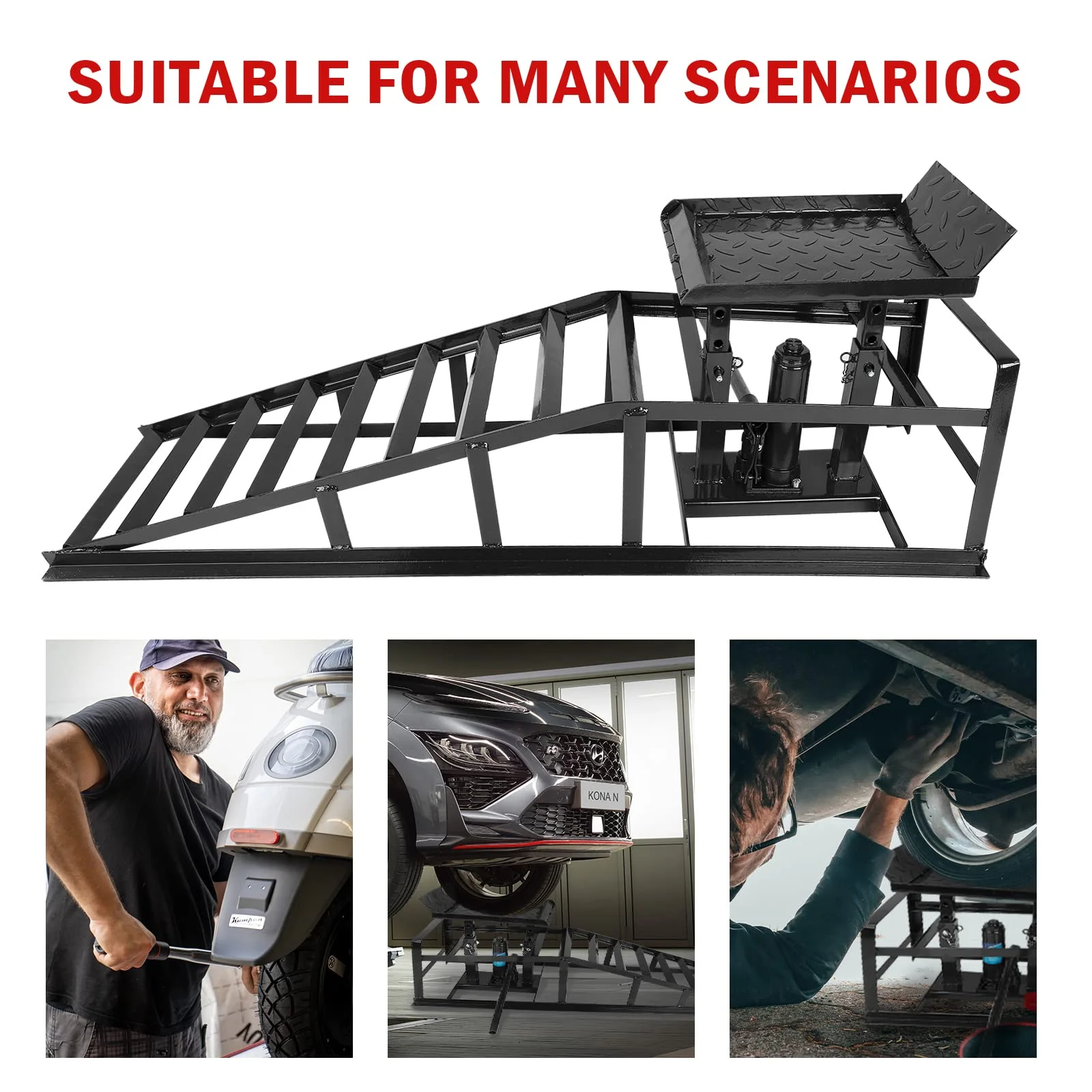 Confote 2 Pack Hydraulic Car Ramps 6600lbs 3T Low Profile Auto Car Truck Vehicle Service Ramps Lift for Garage Car Repair