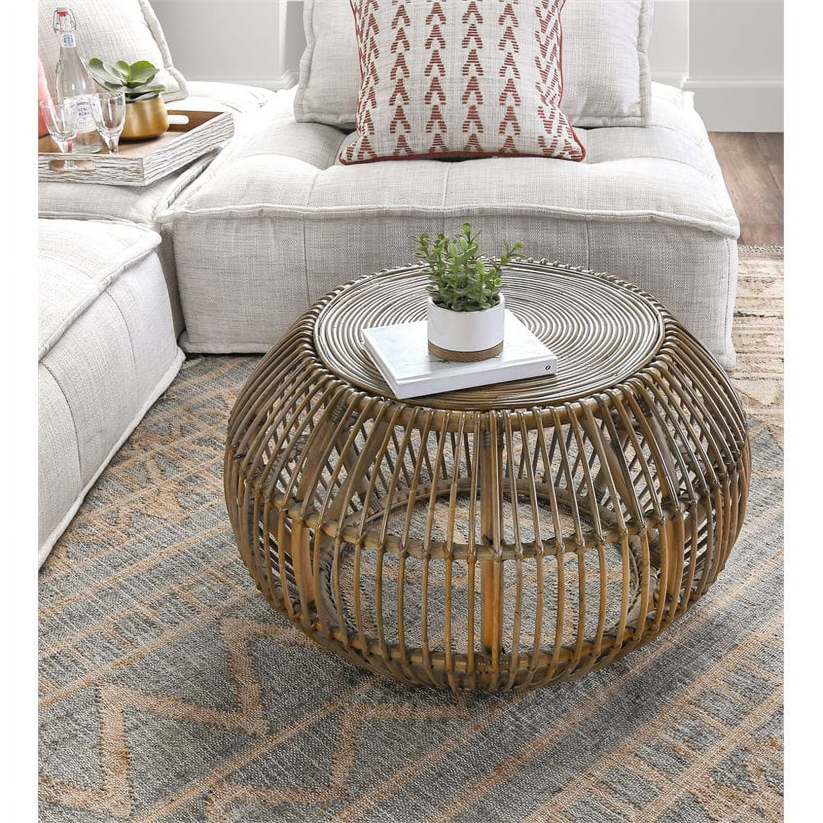 Trent Home Round Modern Wicker / Rattan Subalio Coffee Table in Espresso