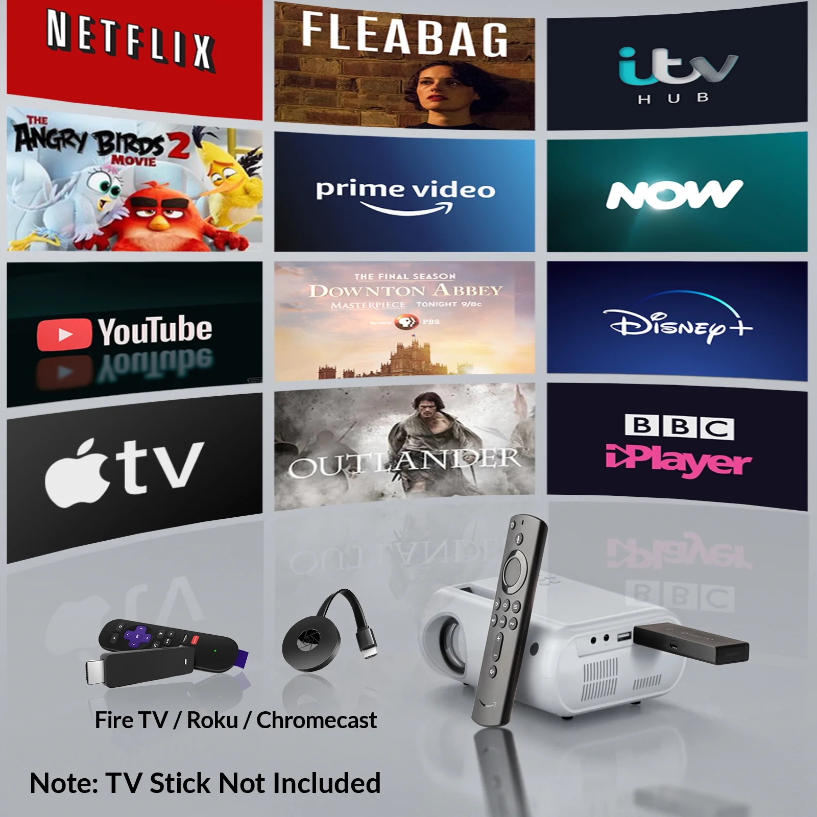 ELEPHAS Mini Home Movie Projector White Portable Outdoor Projector with 6500 Lux and Full HD 1080P