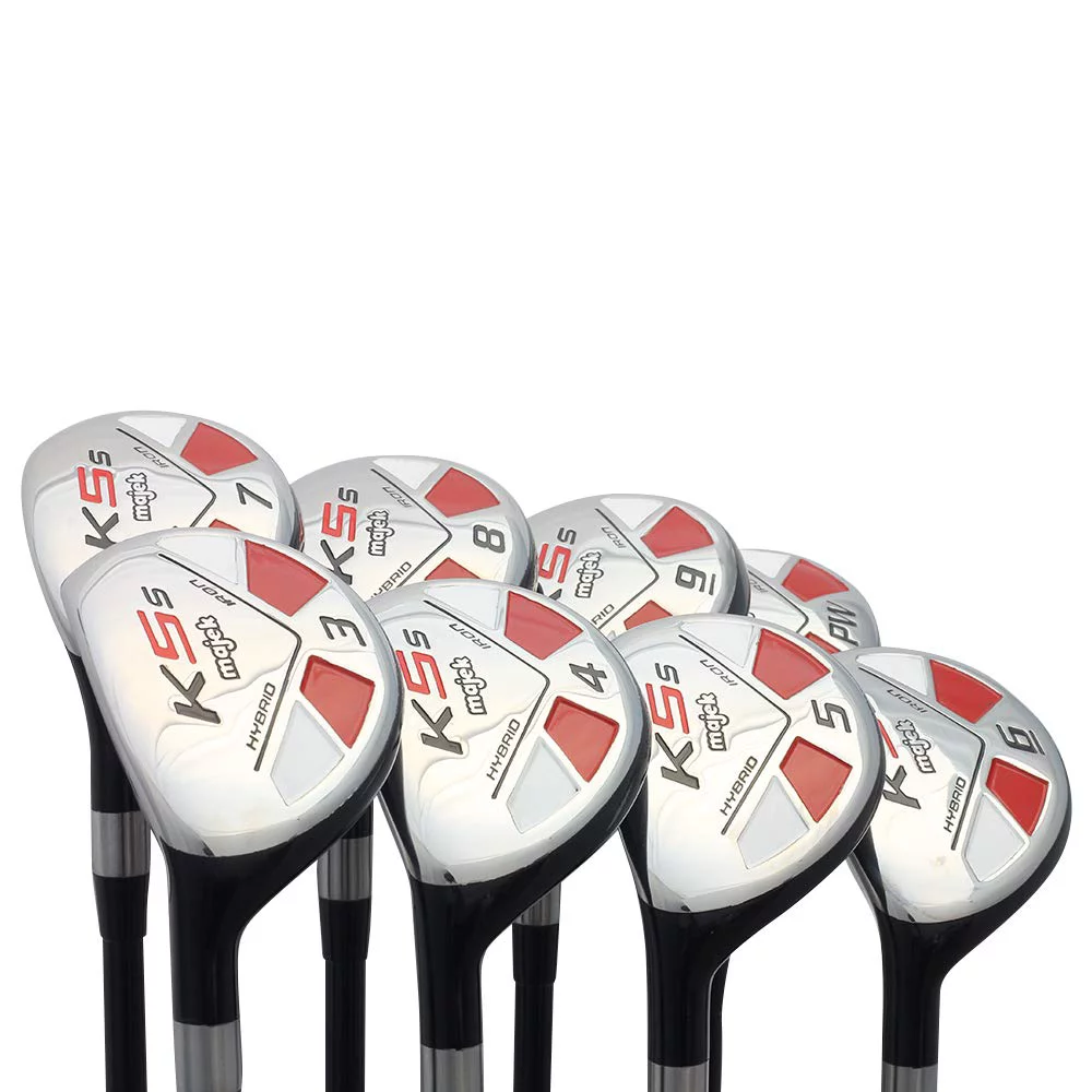 LEFT HANDED Majek Golf Senior Mens All Hybrid Complete Full Set, which Includes: #3, 4, 5, 6, 7, 8, 9, PW Senior Flex Total of 8 New Utility A Flex Clubs with Premium Men's Arthritic Grip