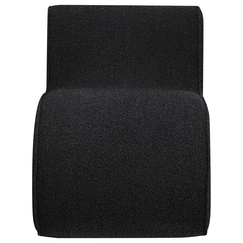 Pemberly Row Fabric Upholstered Armless Curved Accent Chair in Charcoal