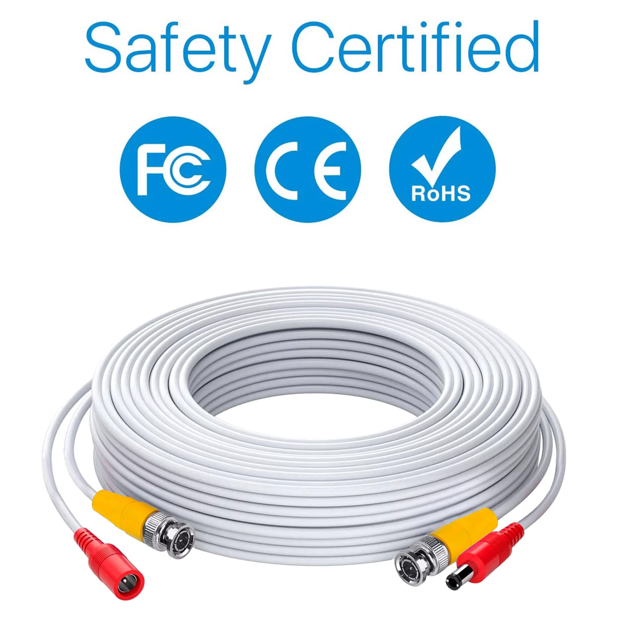 PwrON 150ft White BNC Cable Cord Lead Replacement for Night Owl 8 Channel DVR 1 TB HDD 4 5MP HD Bullet Camera