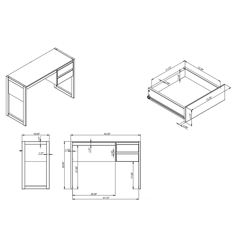 Linon Brock Wood Two Drawer Desk in Black and Walnut