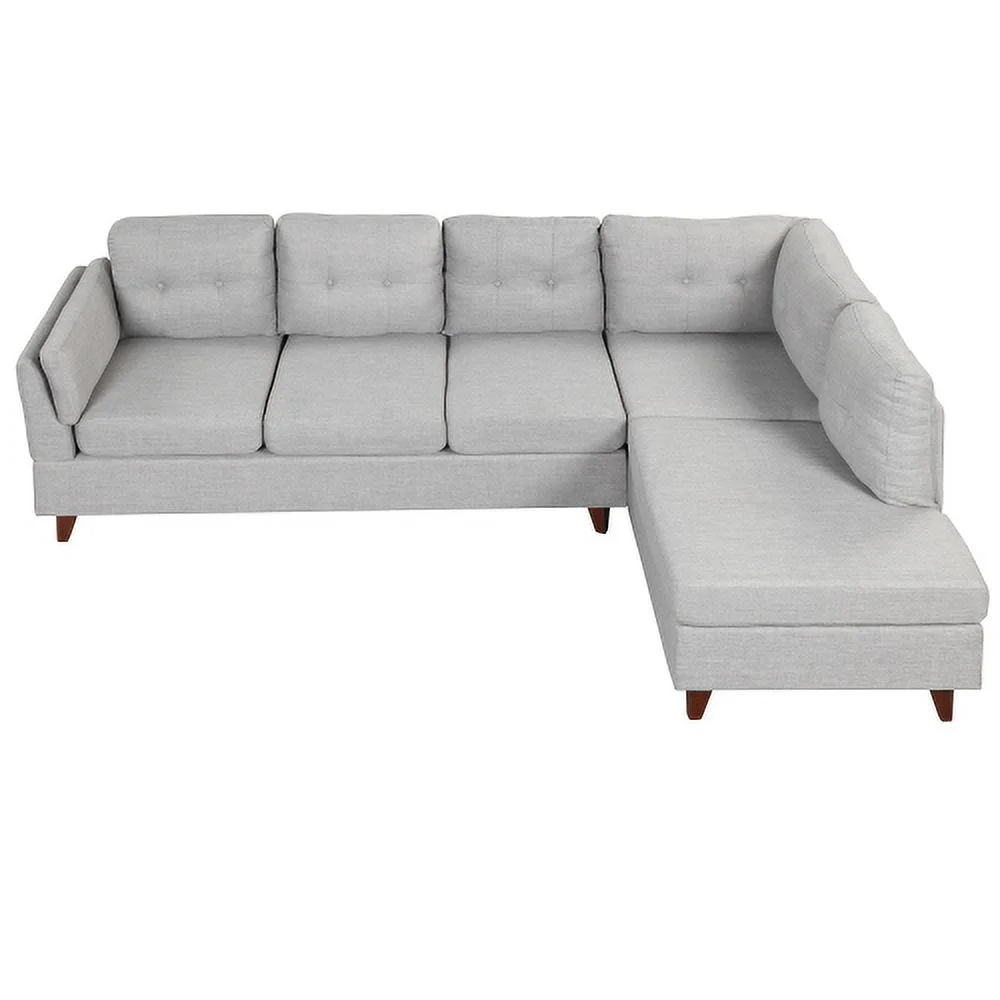DremFaryoyo 97.2” Modern Linen Fabric Sofa  L-Shape Couch with Chaise Lounge Sectional Sofa with one Lumbar Pad Gray