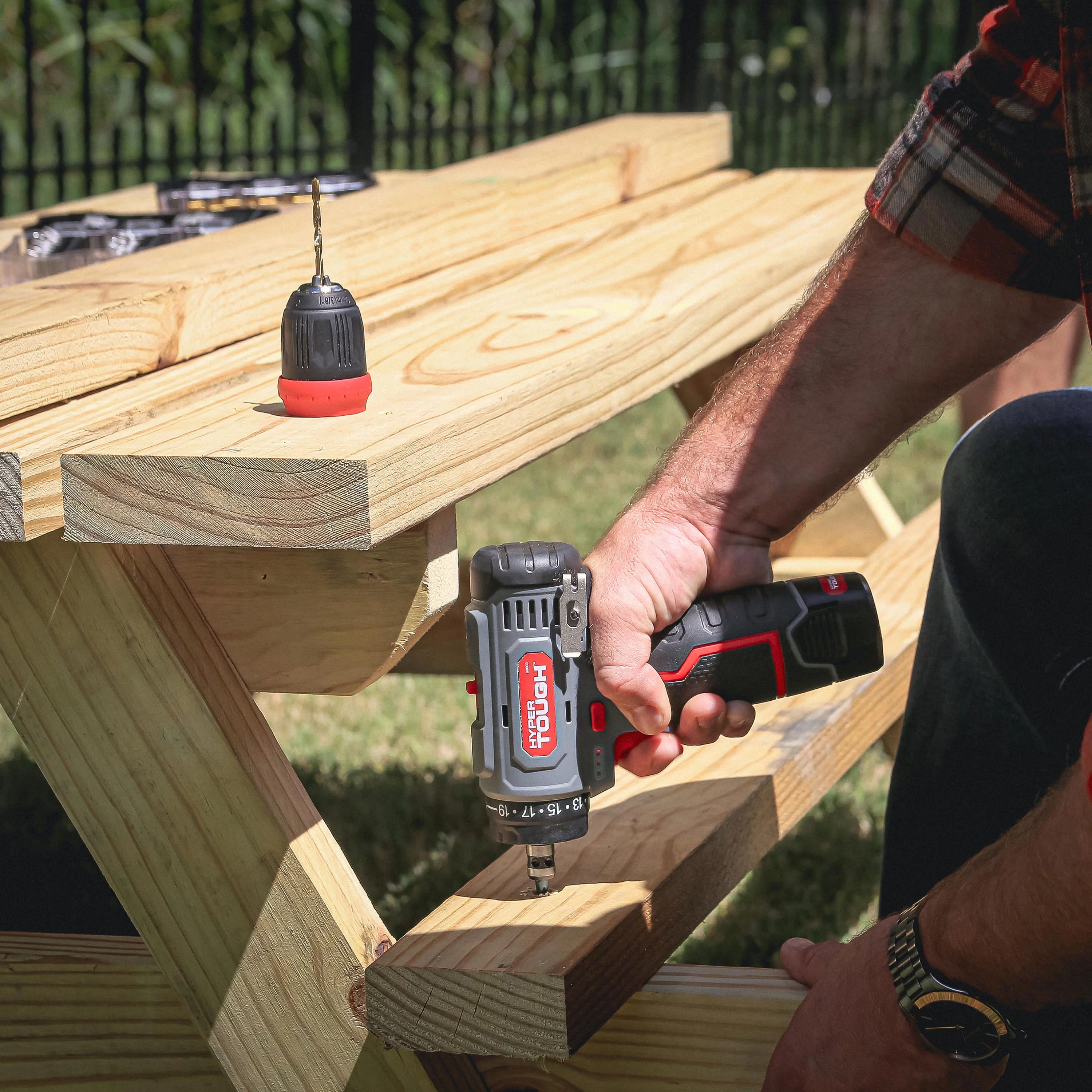 Hyper Tough 12V Max Lithium-Ion 3-in-1 Multi-Head Power Drill Set with 1.5Ah Battery and Charger, 80003