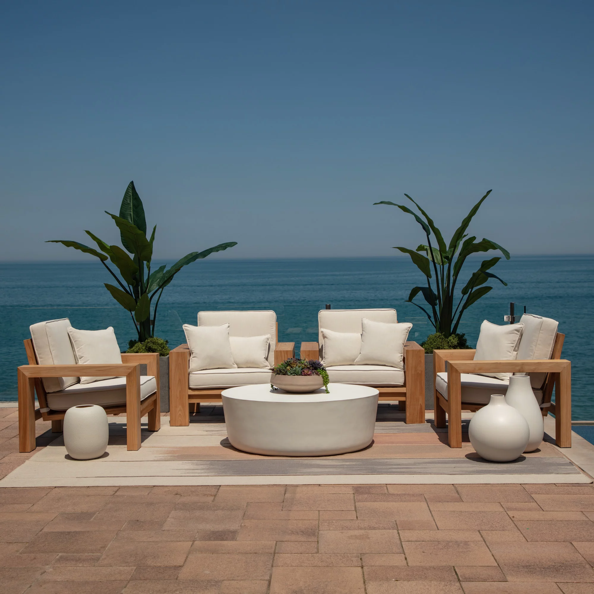 Arden Selections Oasis 26 x 24 in. Firm Deep Seat Cushion Set - Cream