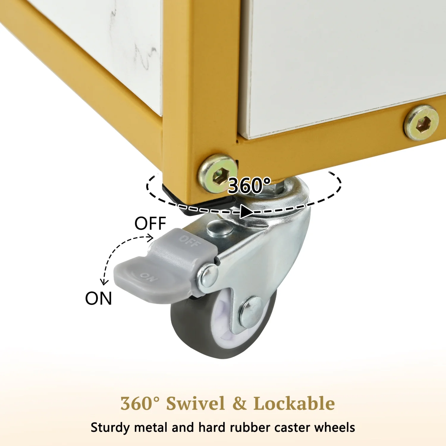 JHOOTUUO Beauty Salon  Trolley Cart with Lockable Rolling Wheels Metal Frame Marbled Board Drawer Barber Salon