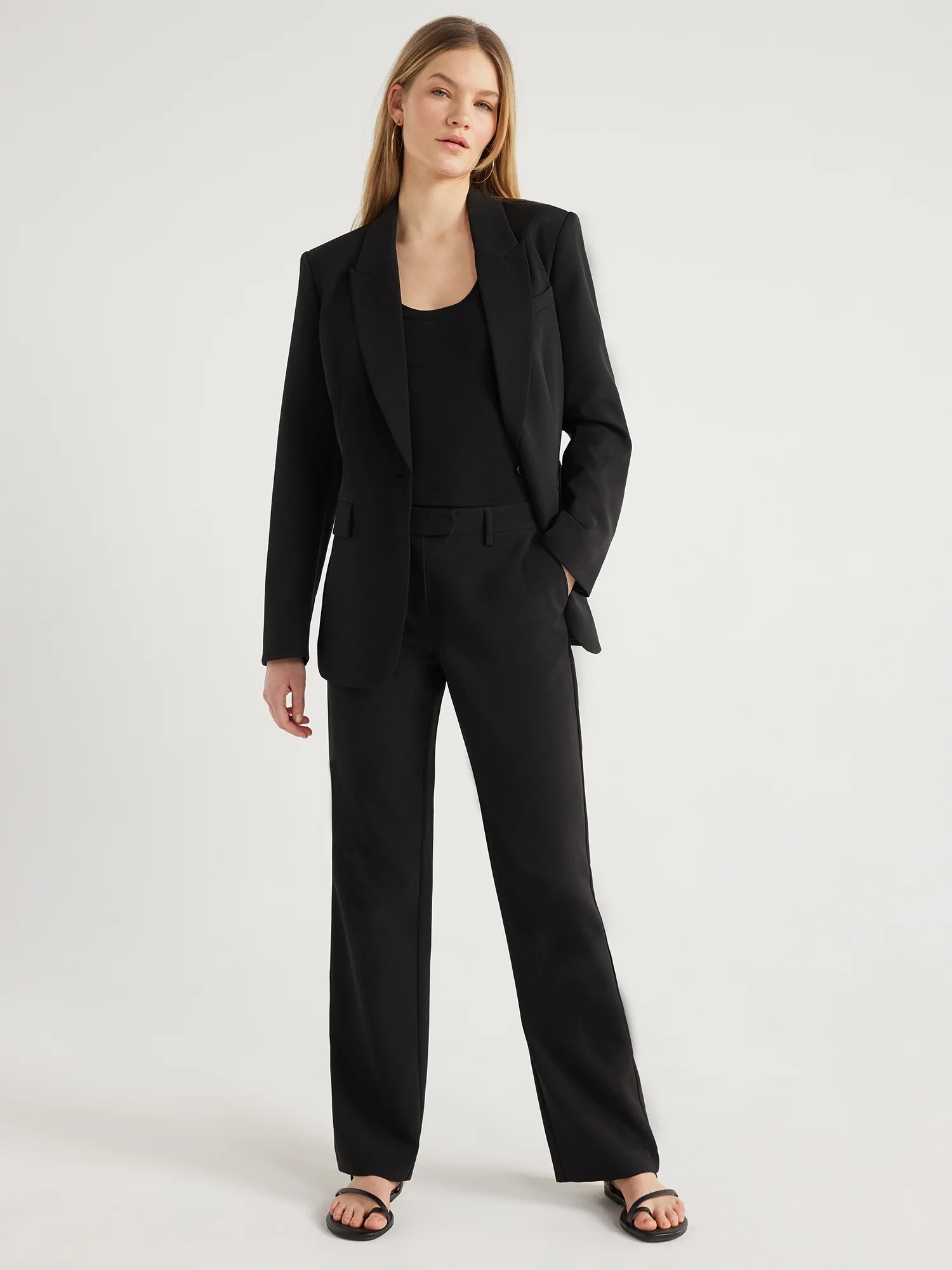 Scoop Women's Ultimate One Button Crepe Suit Blazer, Sizes XS-XXL