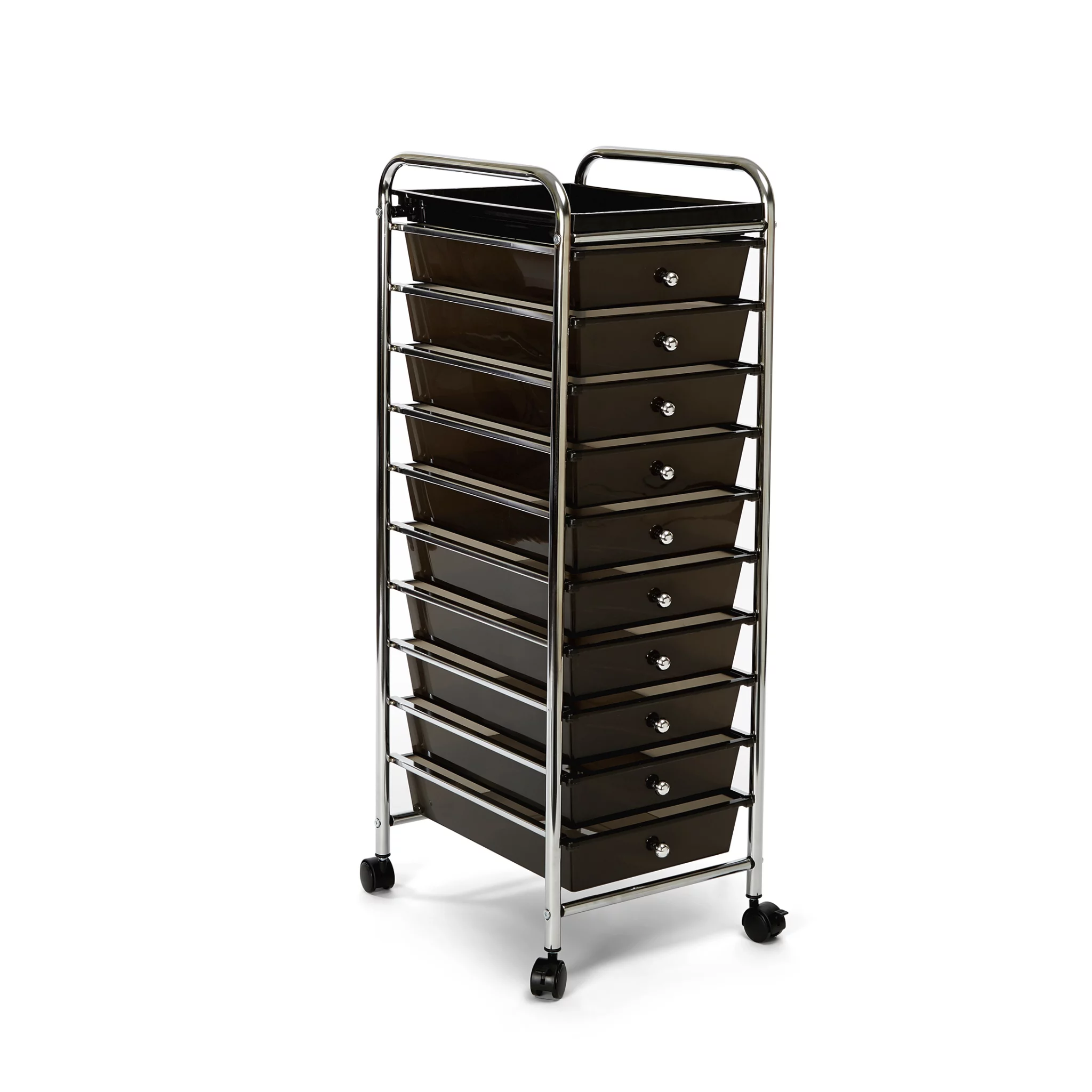 10-Drawer Organizer Cart with Tray, Black by Seville Classics