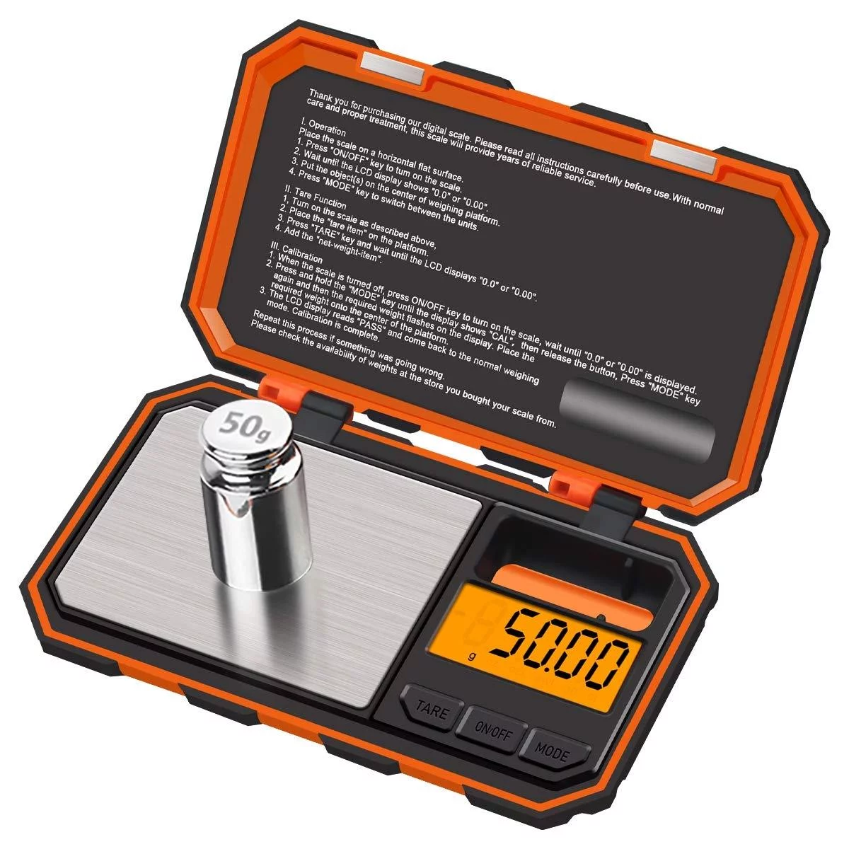 UNIWEIGH Digital Pocket Scale,200g0.01g Jewelry Gram Scale Electronic Smart Scale, 6 Units, LCD Backlit Display, Tare, Auto Off, Stainless Steel,with 50g Calibration Weight