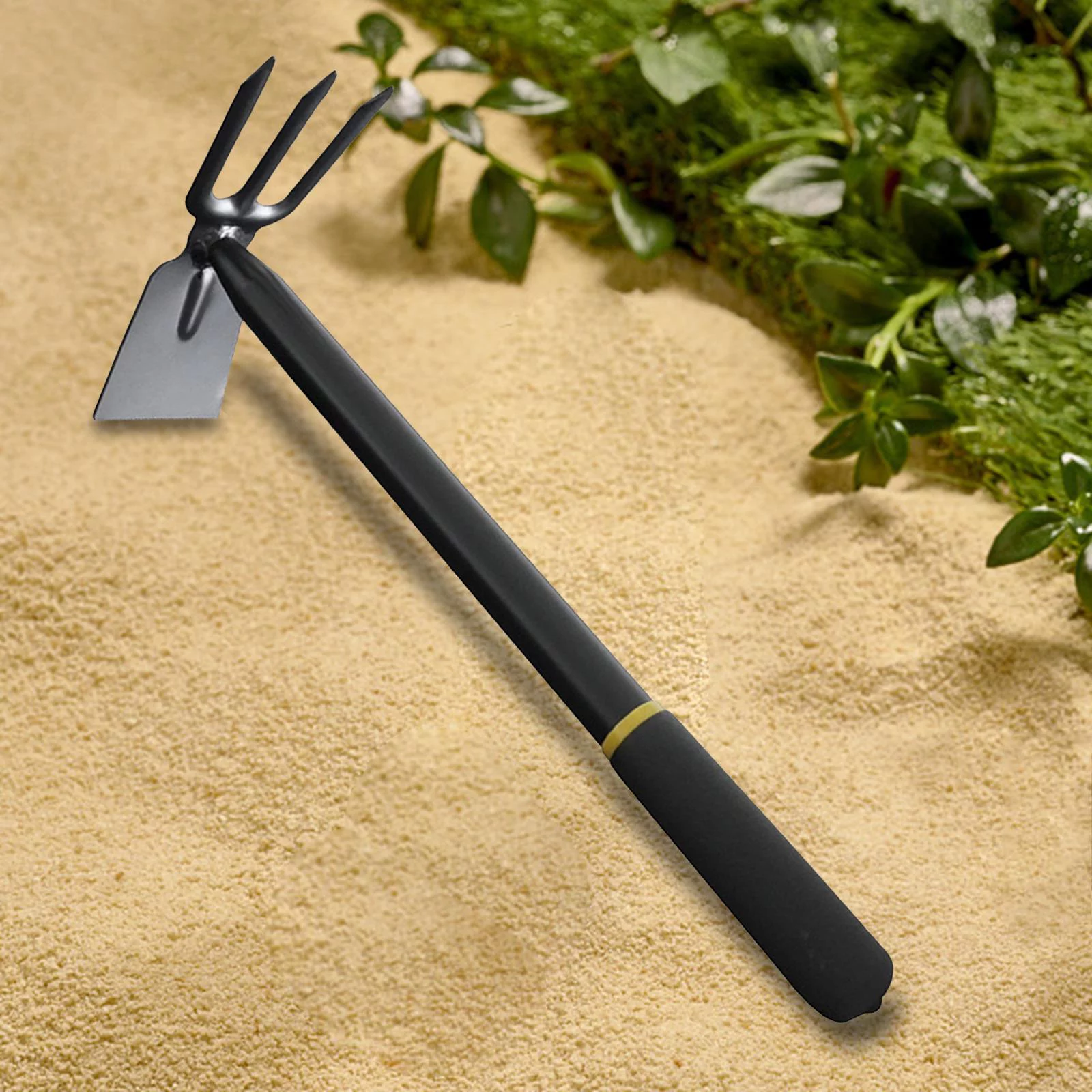 Gardening Hoe Rake Hand Tool Garden Weeding Tool with Handle, Steel Weeds Puller Tool for Weeding Vegetable Gardening Digging Planting Multifunctional hoe