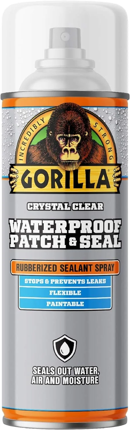 Gorilla Waterproof Patch & Seal Rubberized Sealant Spray, Crystal Clear, 14oz Bulk Pack of 6