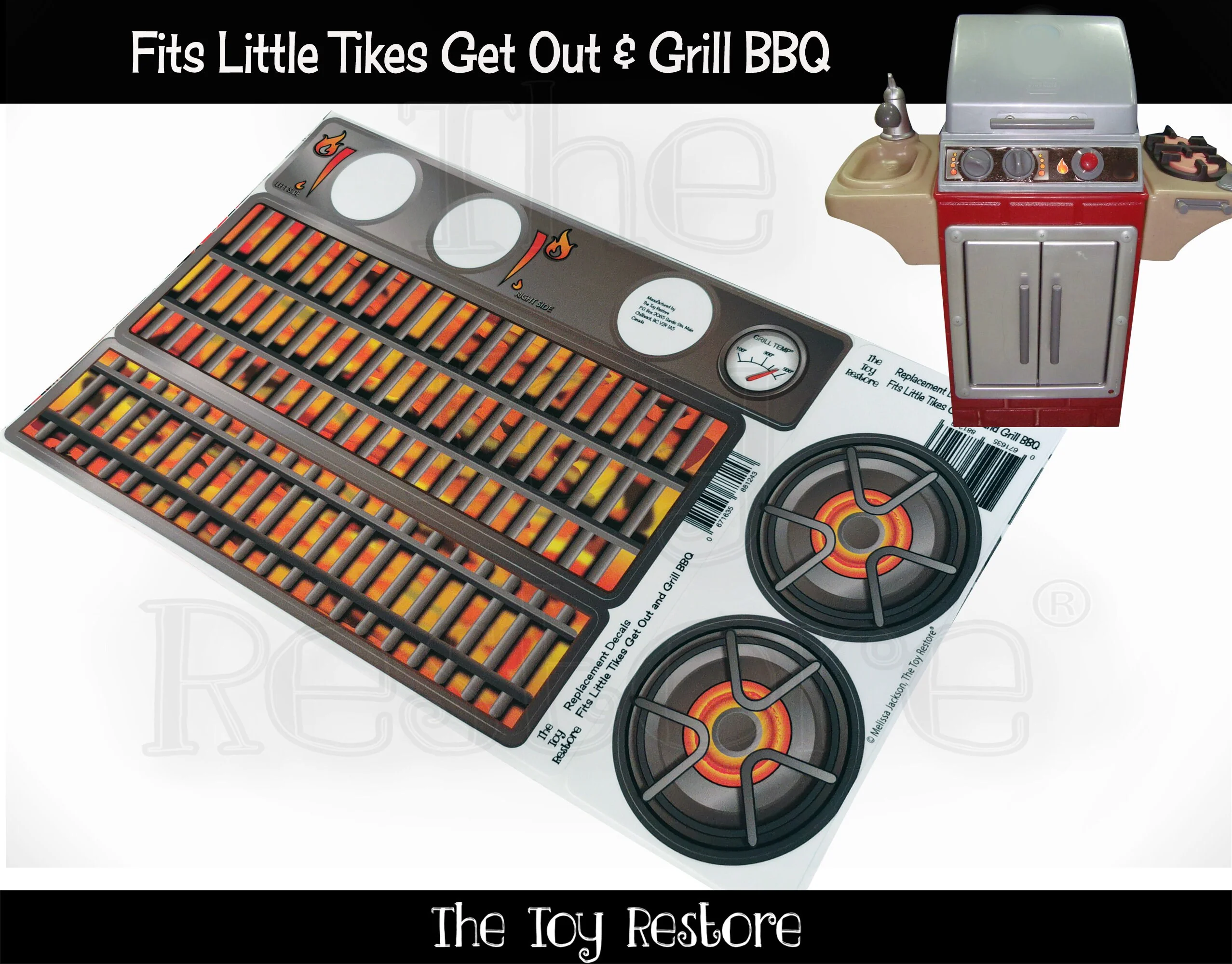 The Toy Restore Replacement Stickers fits Little Tikes Little Tikes Get Out and Grill Outdoor BBQ