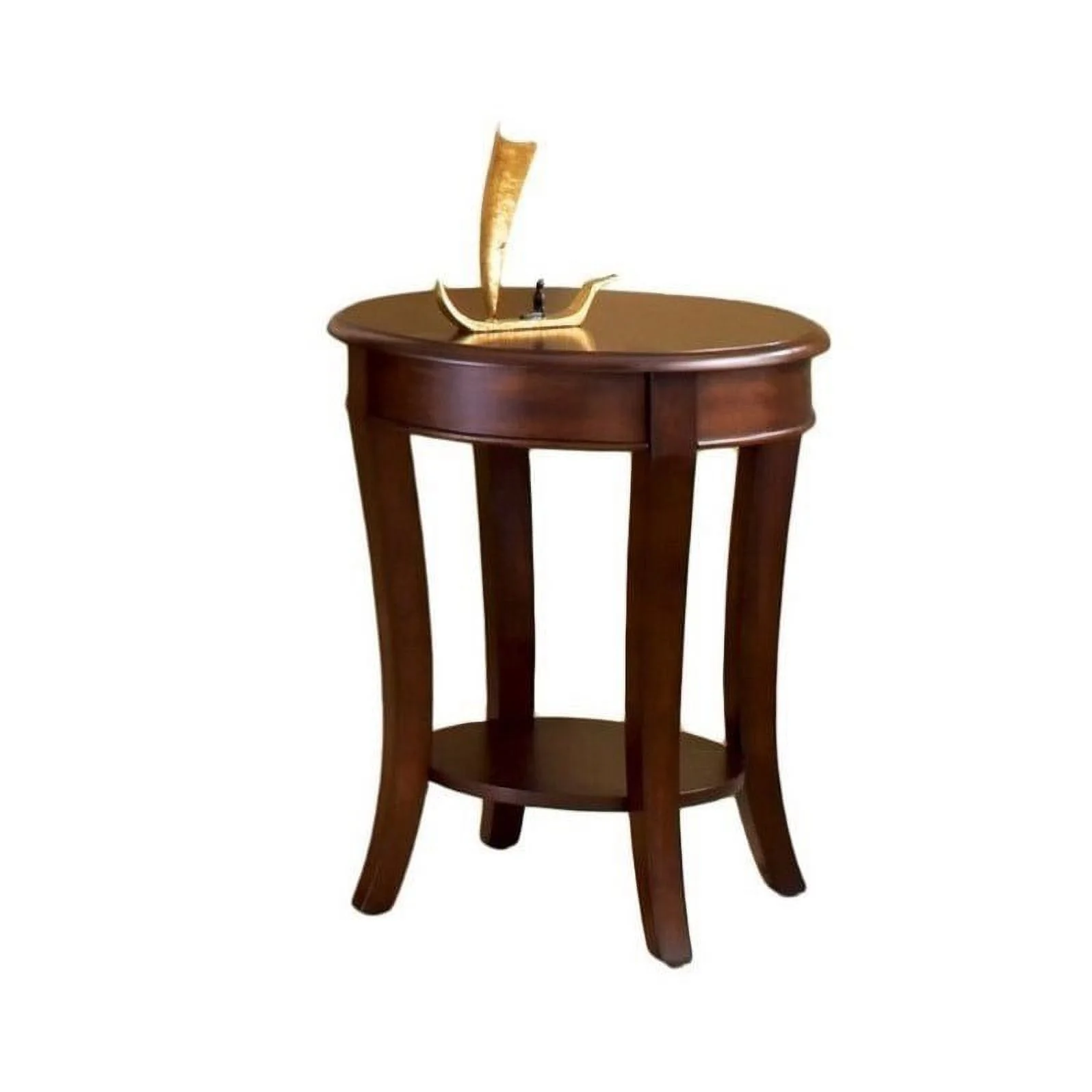 Home Square Wooden End Table in Cherry Brown Finish - Set of 2