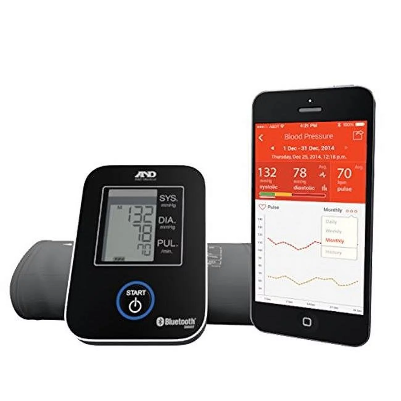 A&D  Medical Deluxe Connected Blood Pressure Monitor  - Black