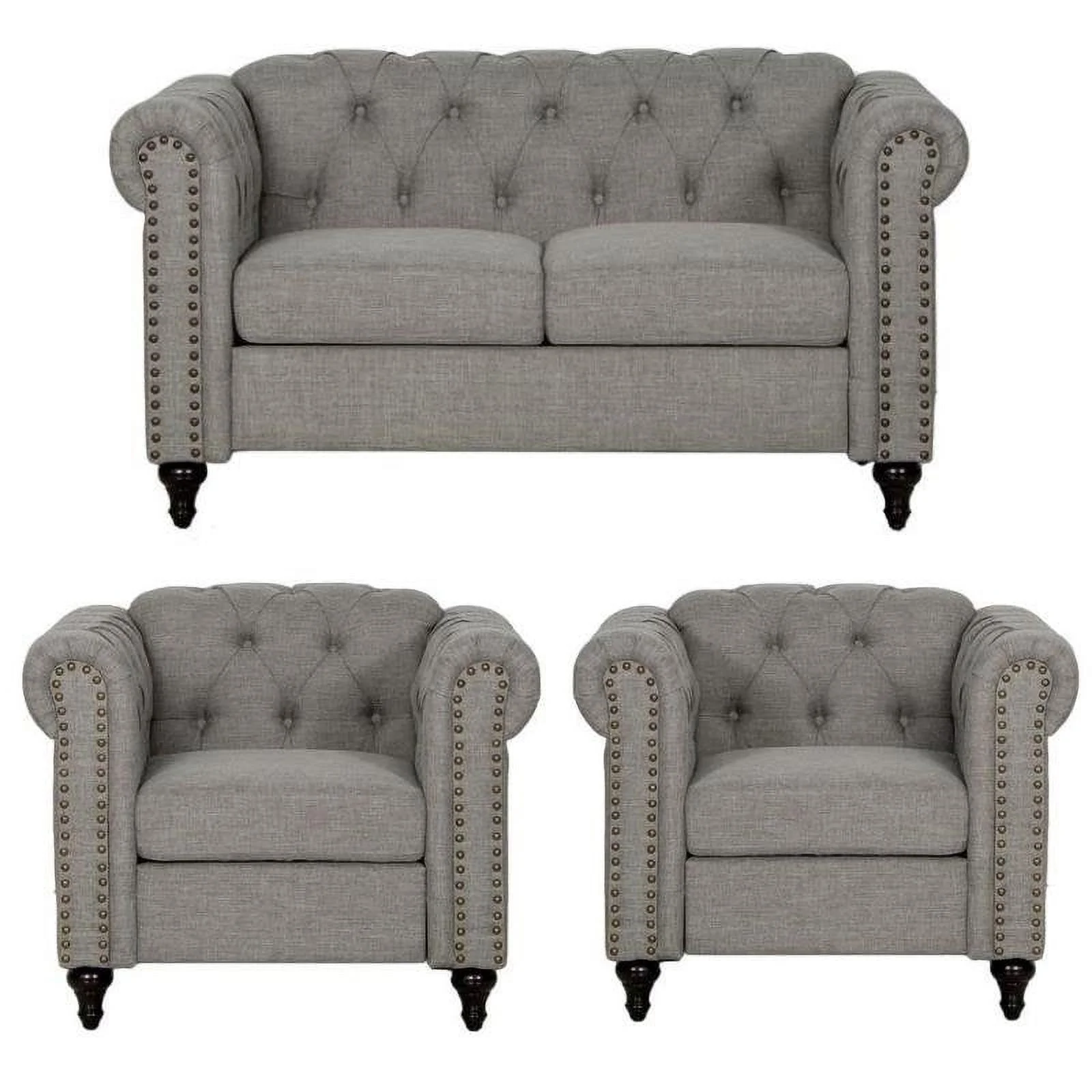 3 Piece Living Room Set with Tufted 59