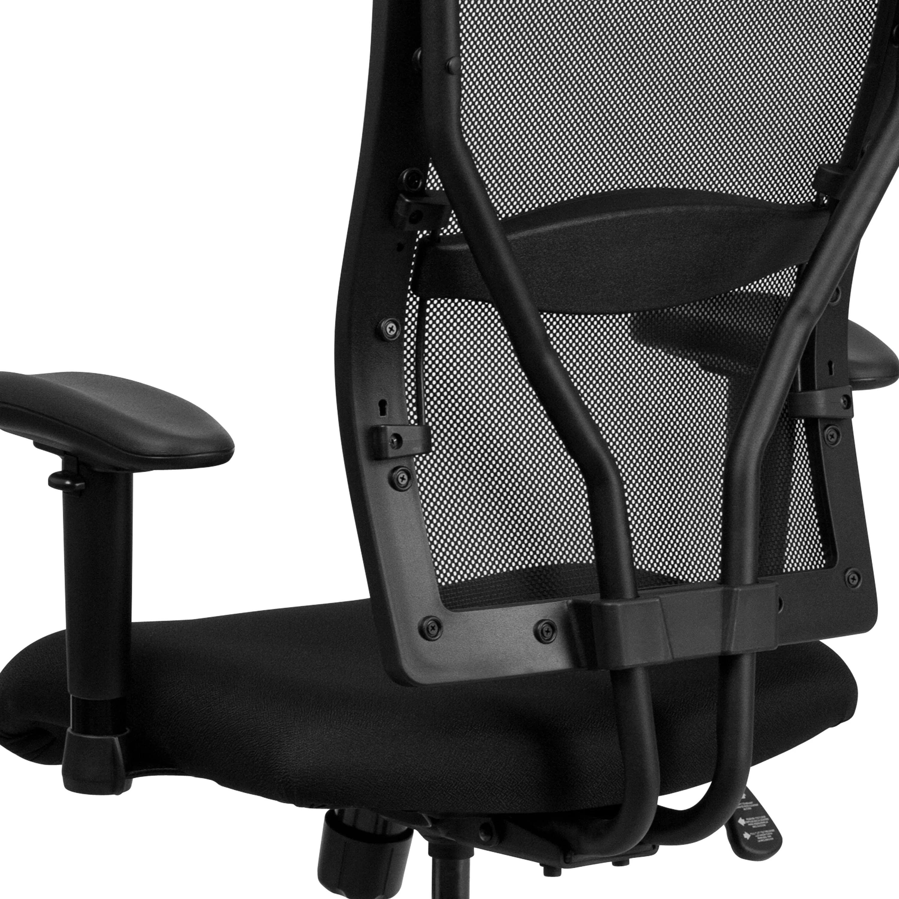 Emma + Oliver 400 lb. Big & Tall Black Mesh Swivel Ergonomic Office Chair with Adjustable Arms