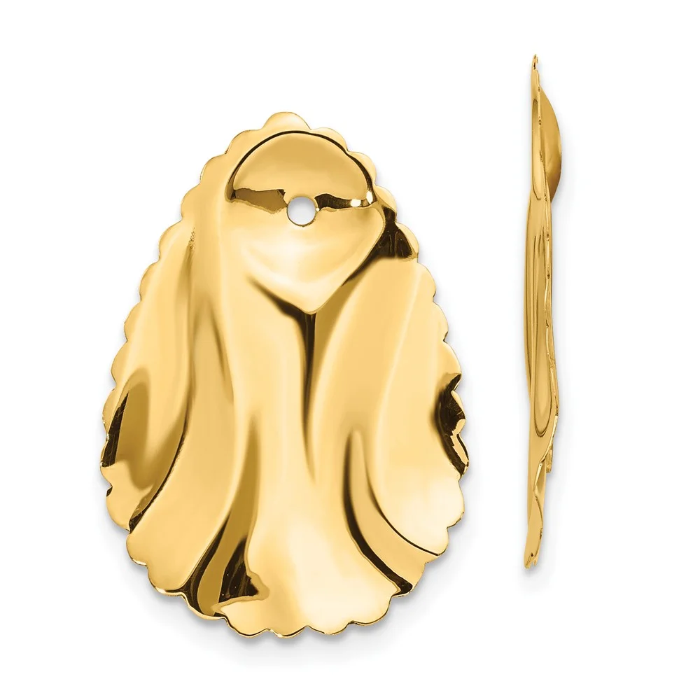 Primal Gold 14 Karat Yellow Gold Polished Hammered Oval Earring Jackets