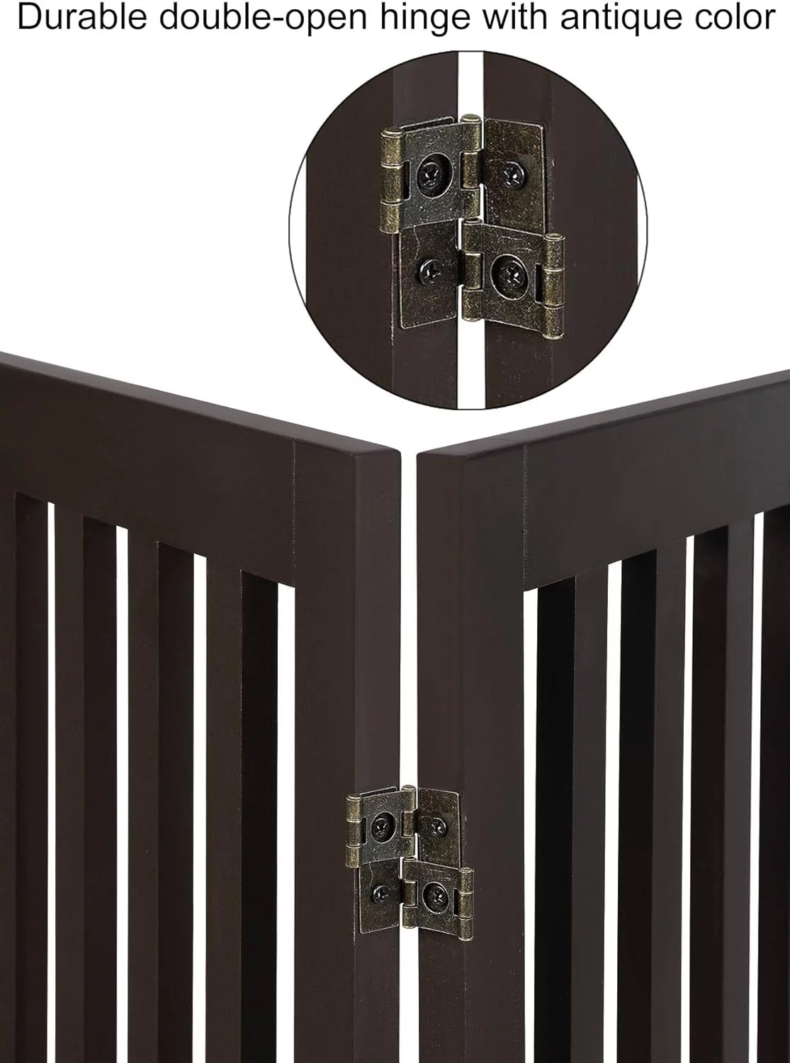 Flat Wooden 3 Panel Dog Gate Espresso Freestanding, 20